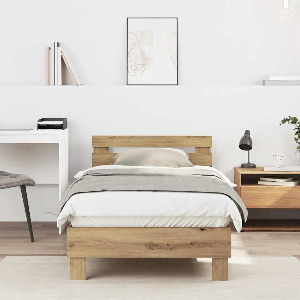 vidaXL Bed Frame Old Wood 203 x 95 x 70 cm Engineered Wood - from vidaXL