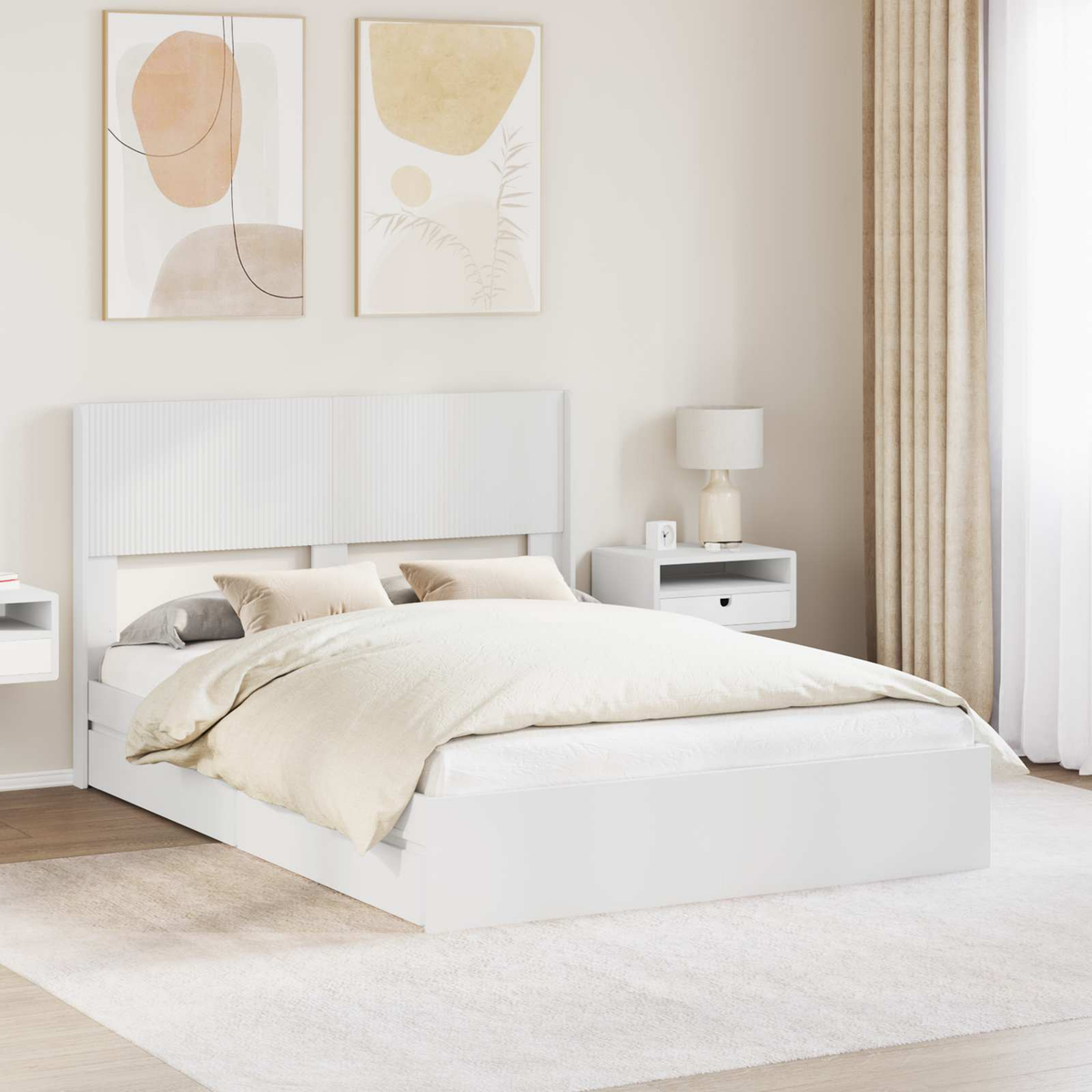 vidaXL Bed Frame with Storage and Headboard Black 200 x 200 cm - from vidaXL