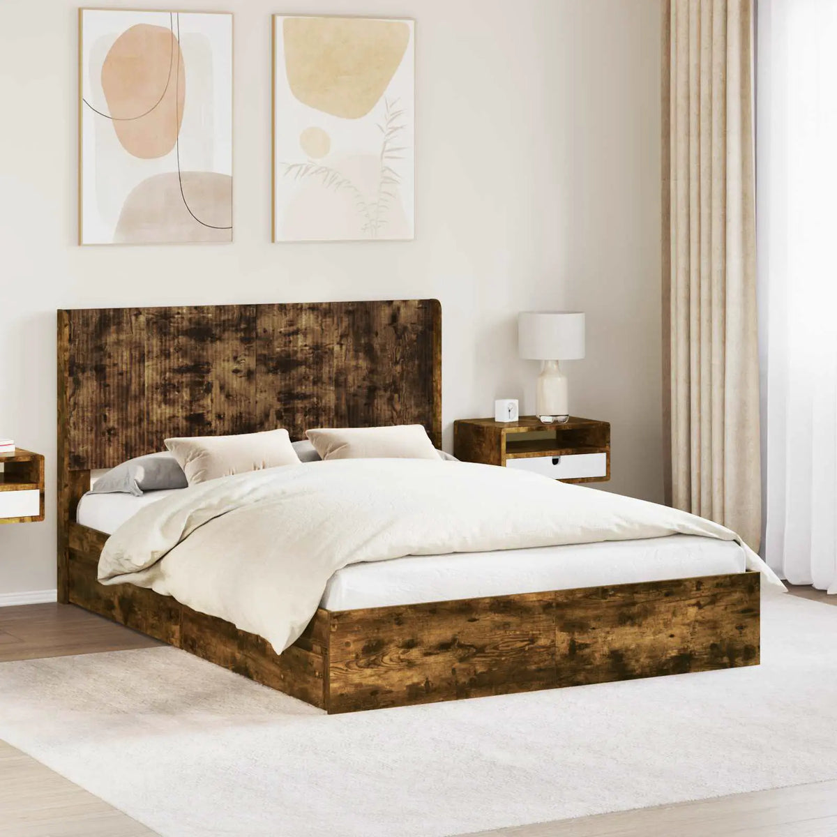 vidaXL Bed Frame with Storage and Headboard Black 200 x 200 cm - from vidaXL