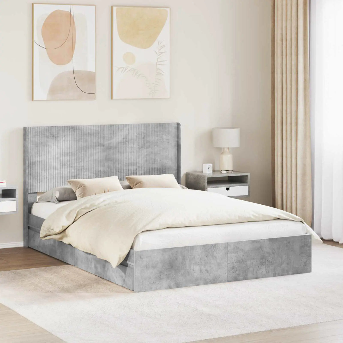 vidaXL Bed Frame with Storage and Headboard Black 200 x 200 cm - from vidaXL