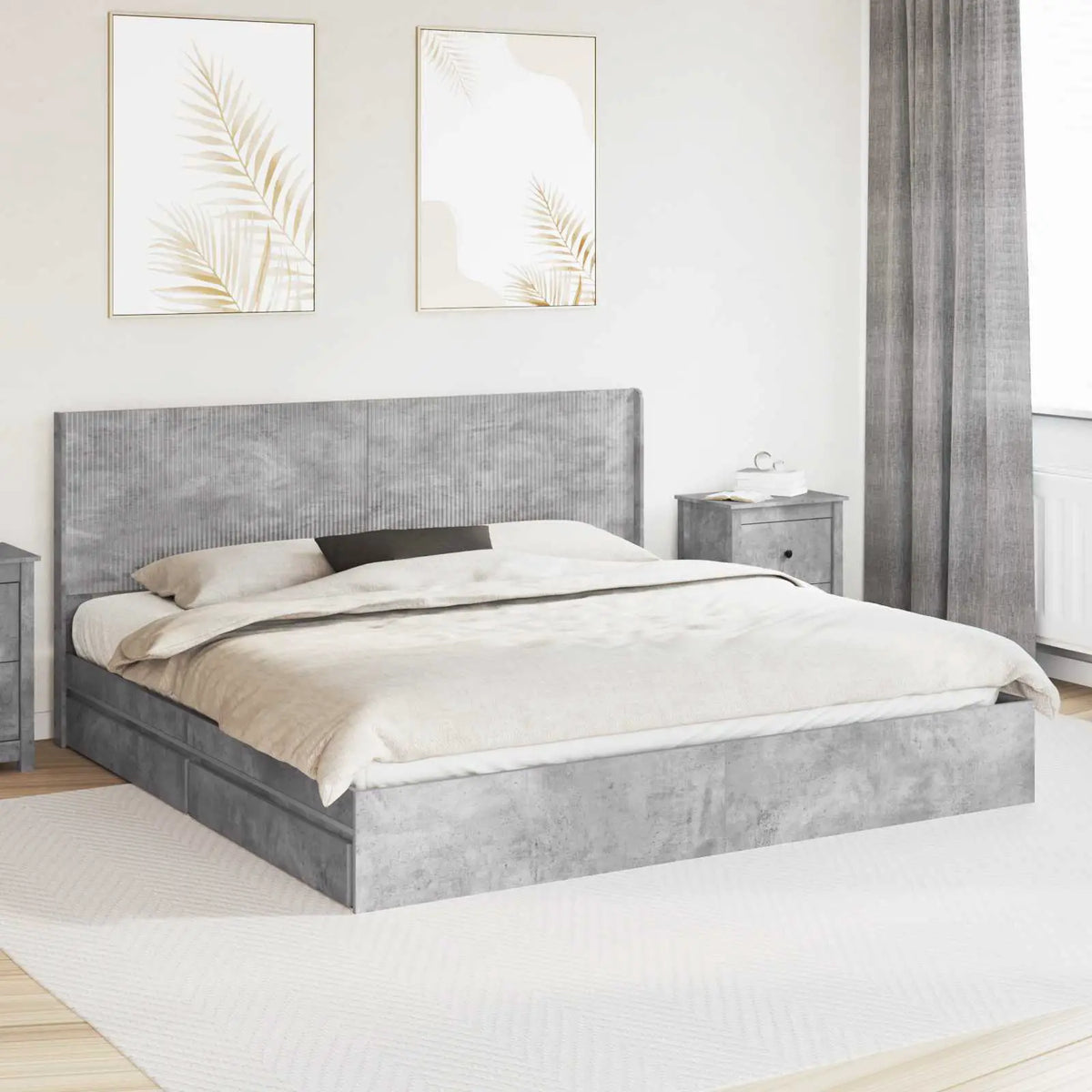 vidaXL Bed Frame with Storage and Headboard Black 200 x 200 cm - from vidaXL
