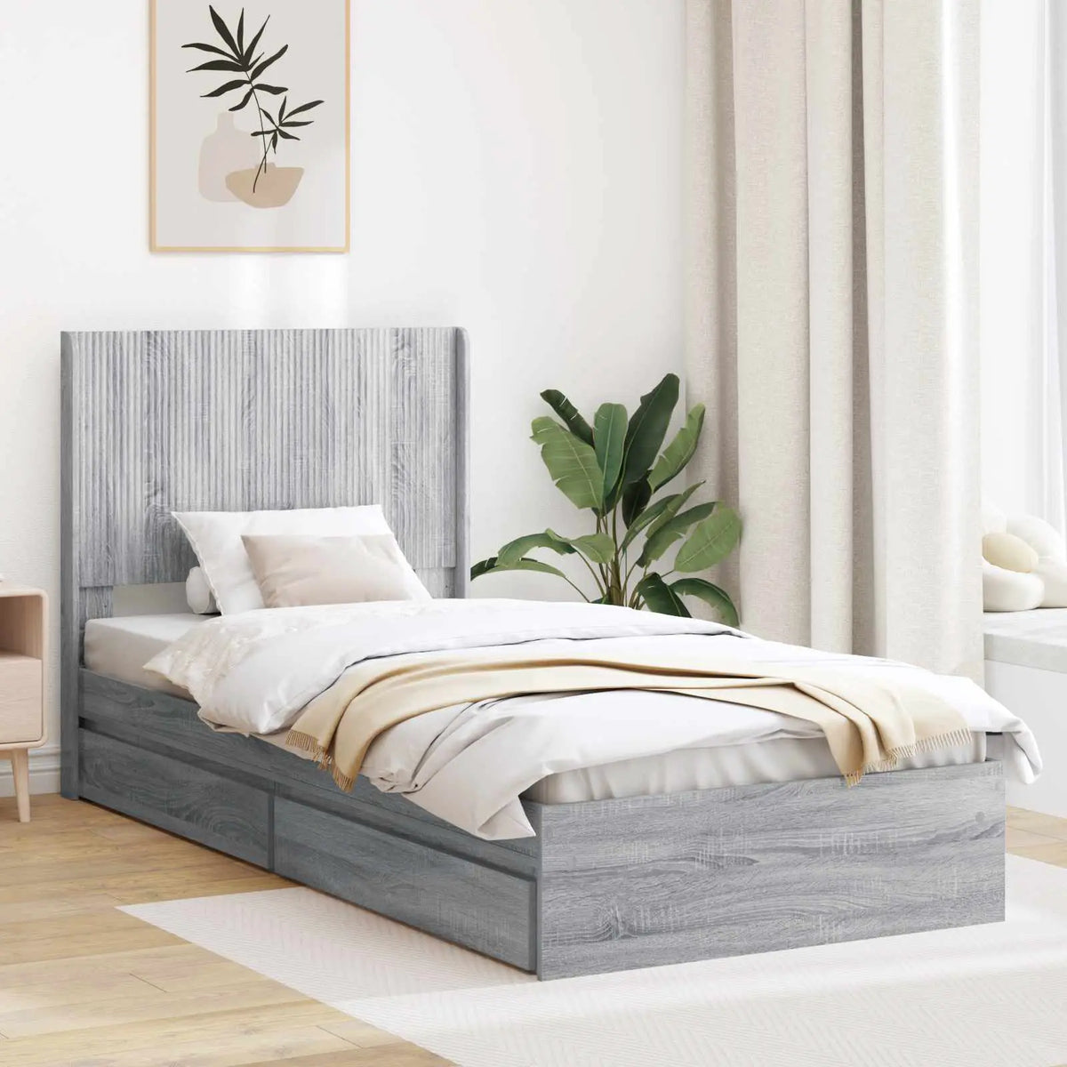vidaXL Bed Frame with Storage and Headboard Black 200 x 200 cm - from vidaXL