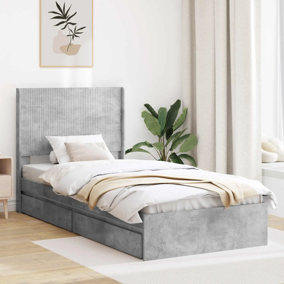 vidaXL Bed Frame with Storage and Headboard Black 200 x 200 cm - from vidaXL