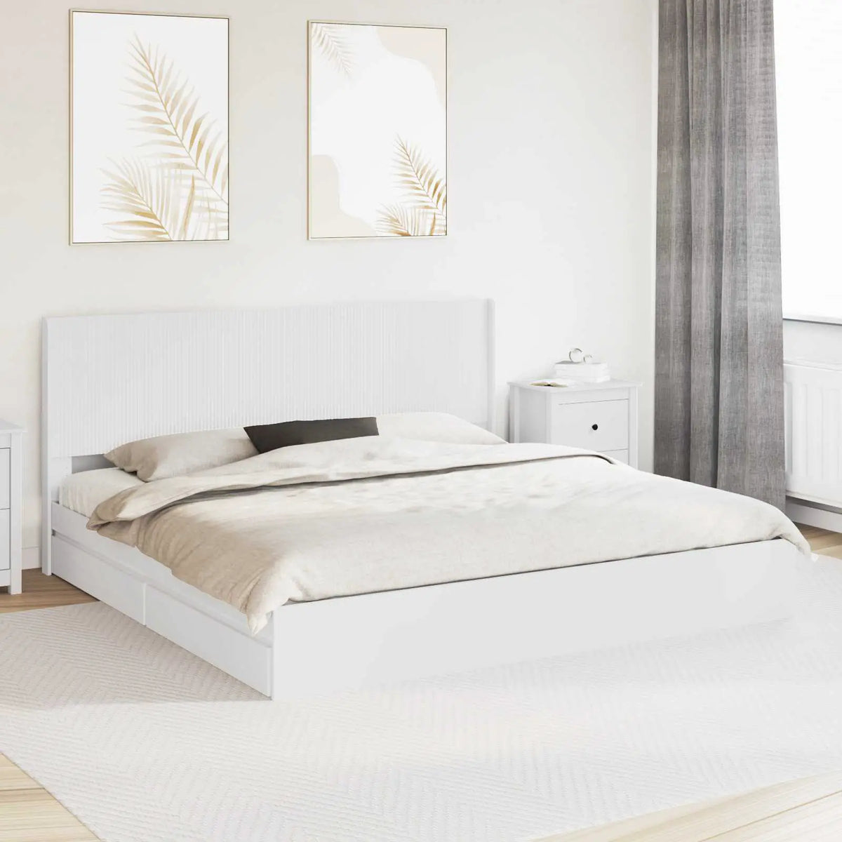 vidaXL Bed Frame with Storage and Headboard Black 200 x 200 cm - from vidaXL