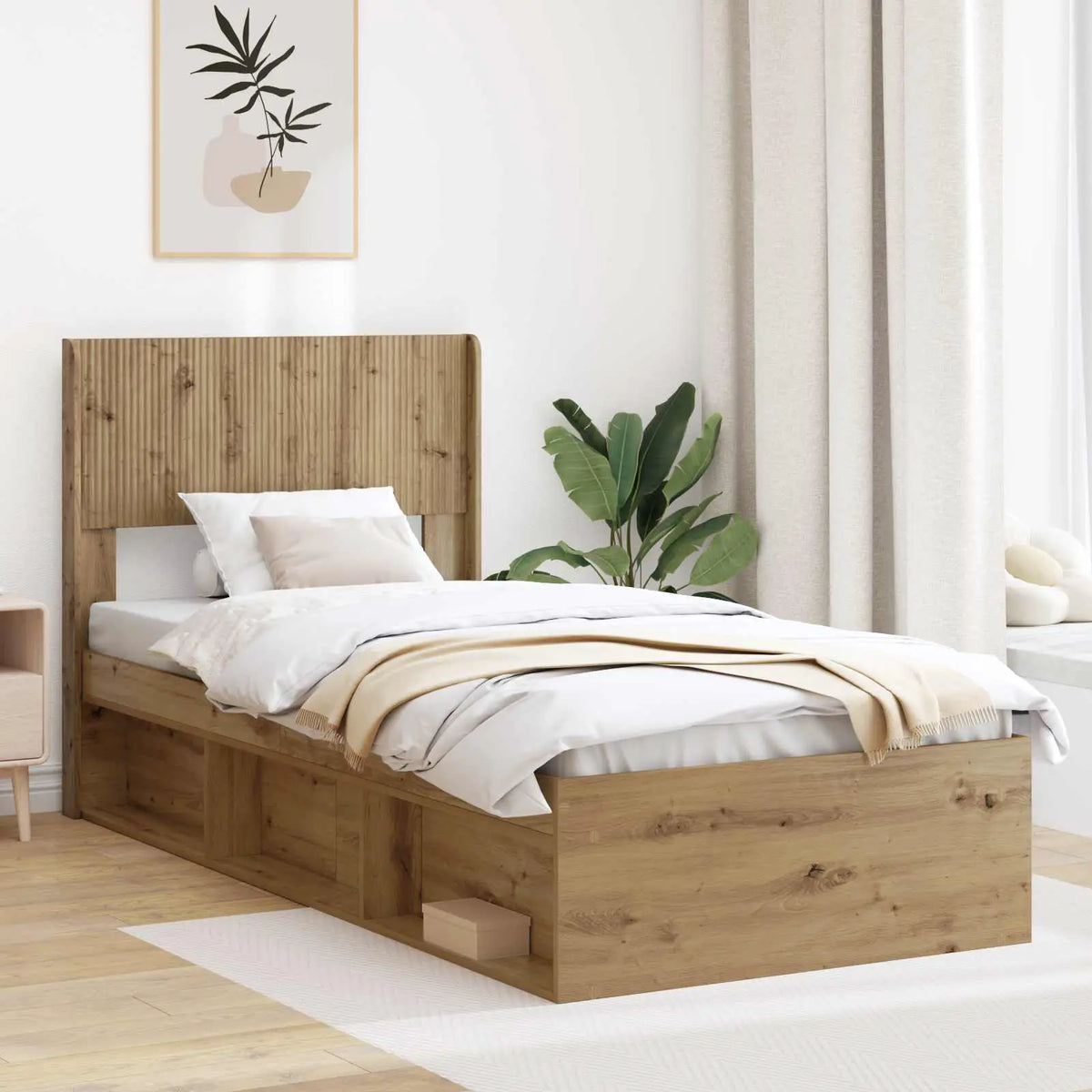 vidaXL Bed Frame with Storage and Headboard White 200 x 200 cm - from vidaXL