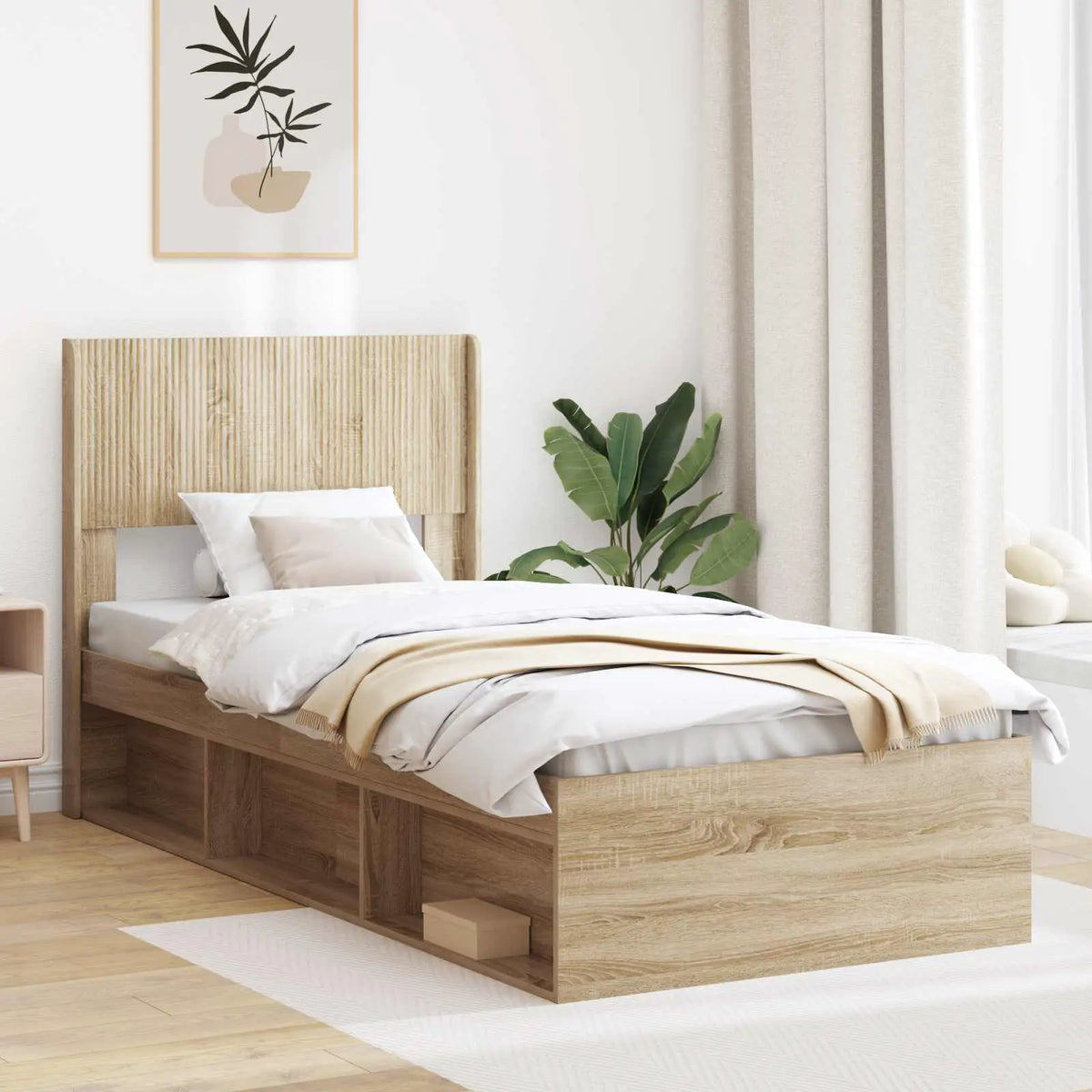 vidaXL Bed Frame with Storage and Headboard White 200 x 200 cm - from vidaXL