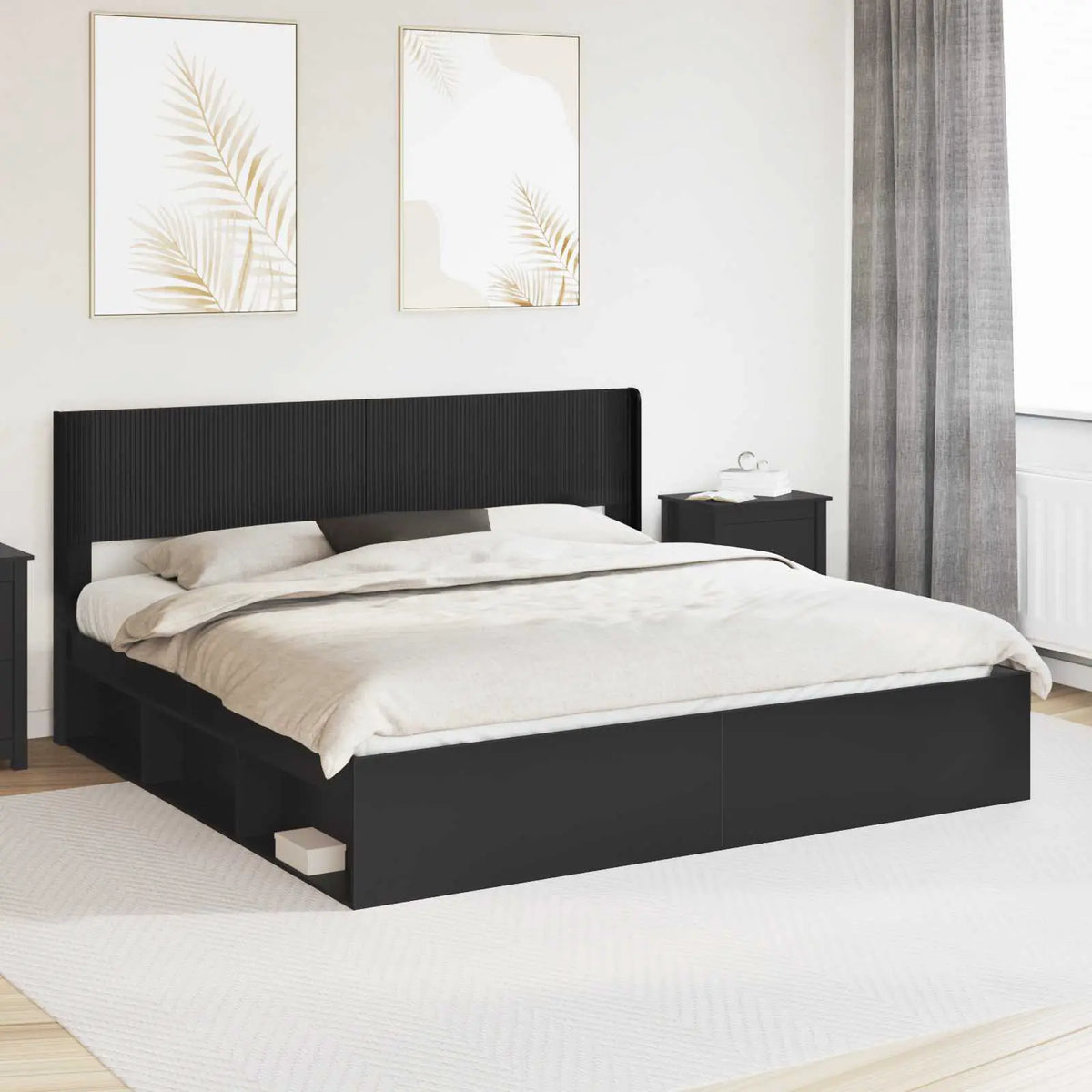 vidaXL Bed Frame with Storage and Headboard White 200 x 200 cm - from vidaXL