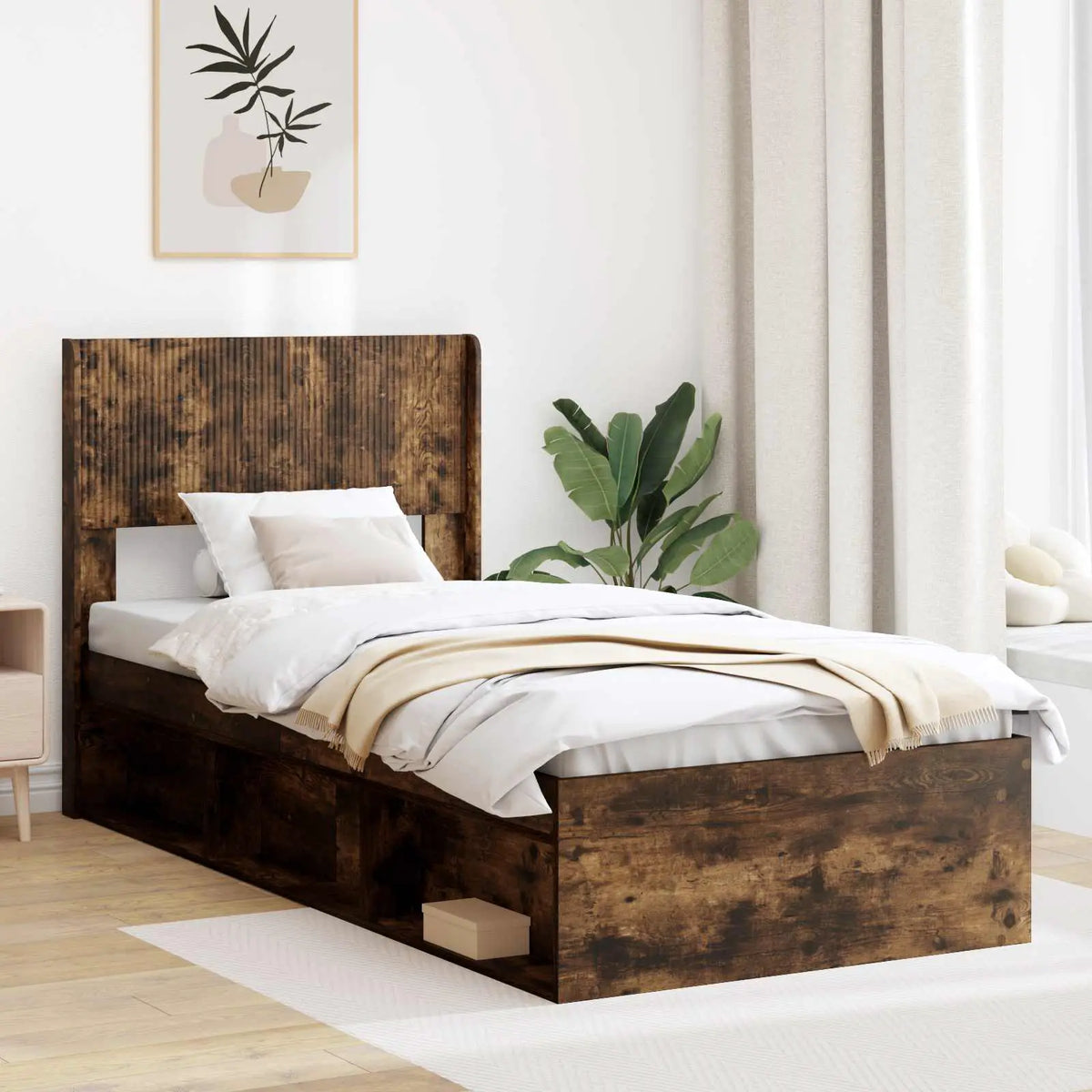 vidaXL Bed Frame with Storage and Headboard White 200 x 200 cm - from vidaXL