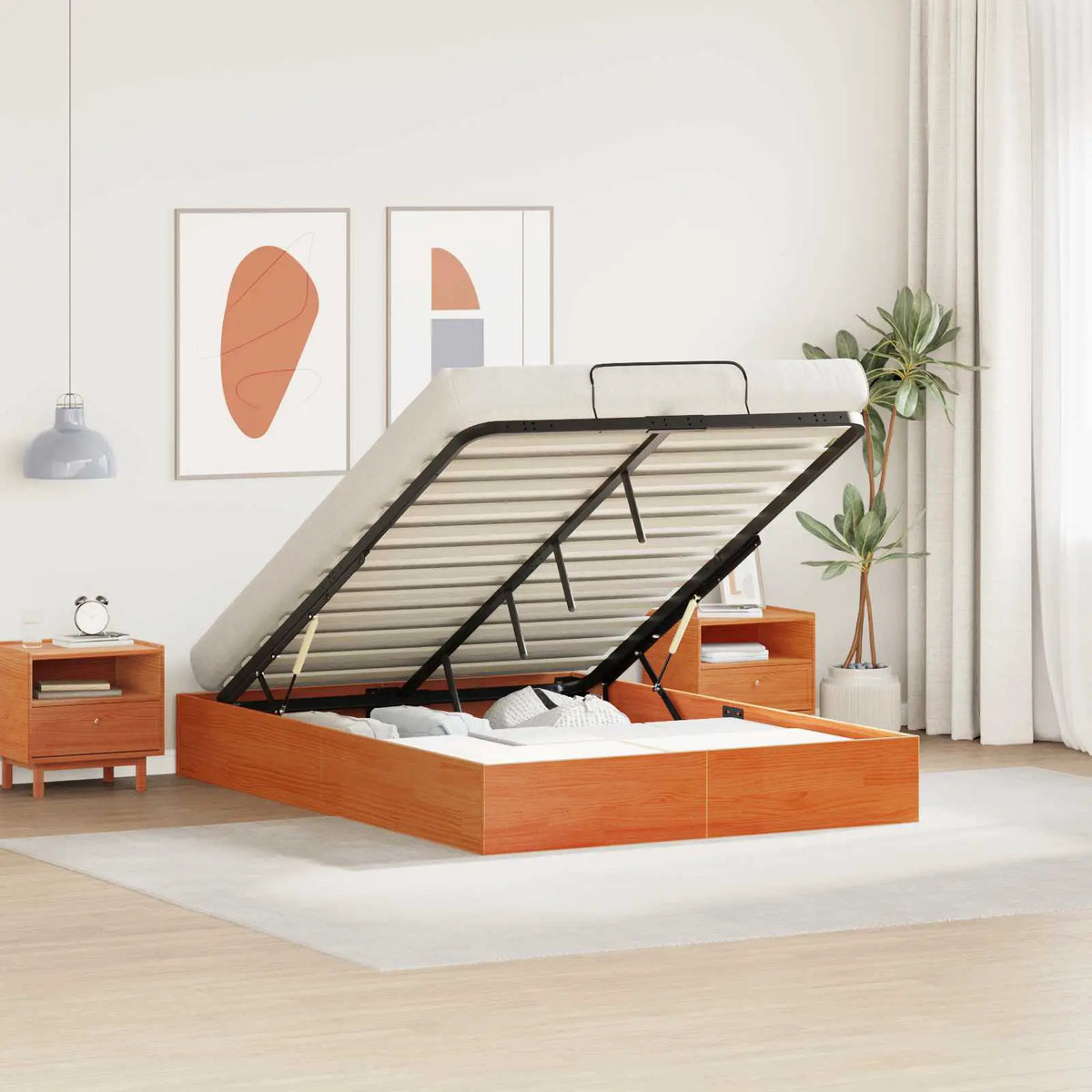 vidaXL Ottoman Bed Frame with Storage Natural 70 x 190 cm - from vidaXL