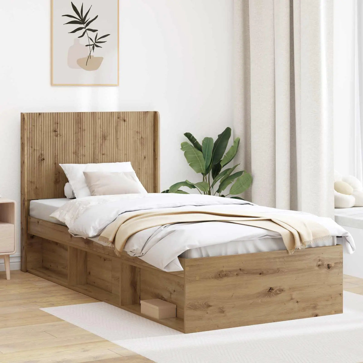 vidaXL Bed Frame with Storage and Headboard White 200 x 200 cm - from vidaXL