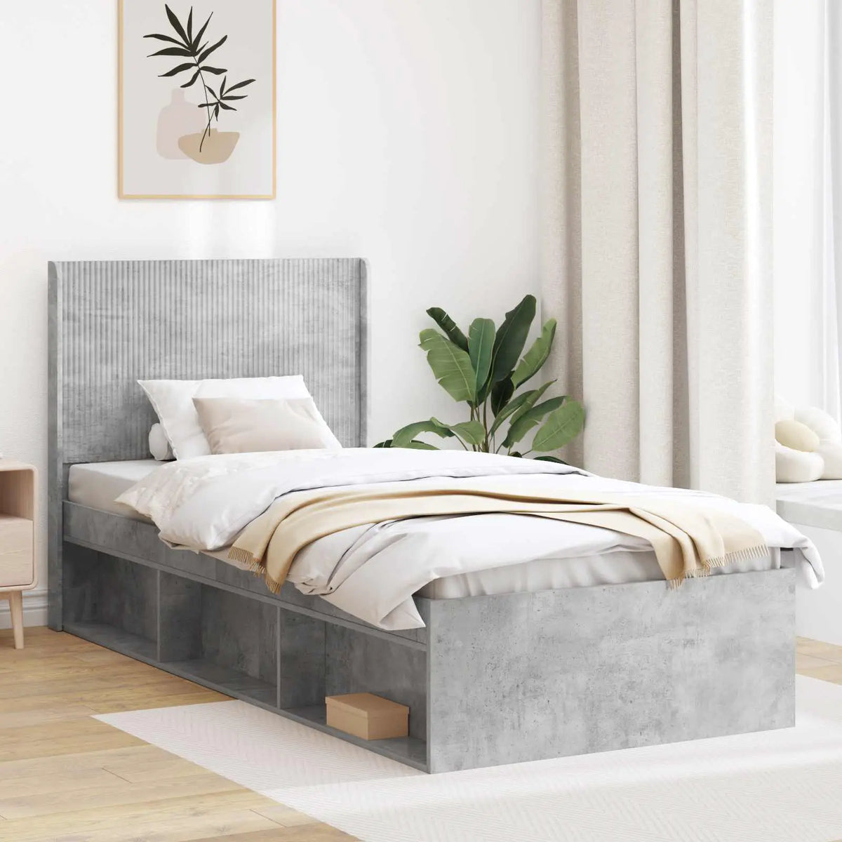vidaXL Bed Frame with Storage and Headboard White 200 x 200 cm - from vidaXL