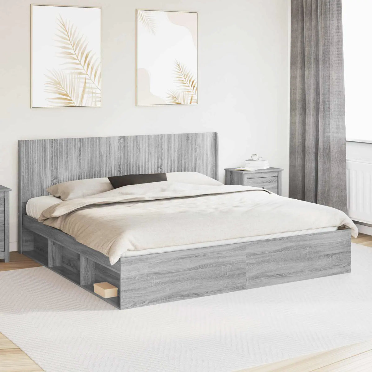 vidaXL Bed Frame with Storage and Headboard White 200 x 200 cm - from vidaXL