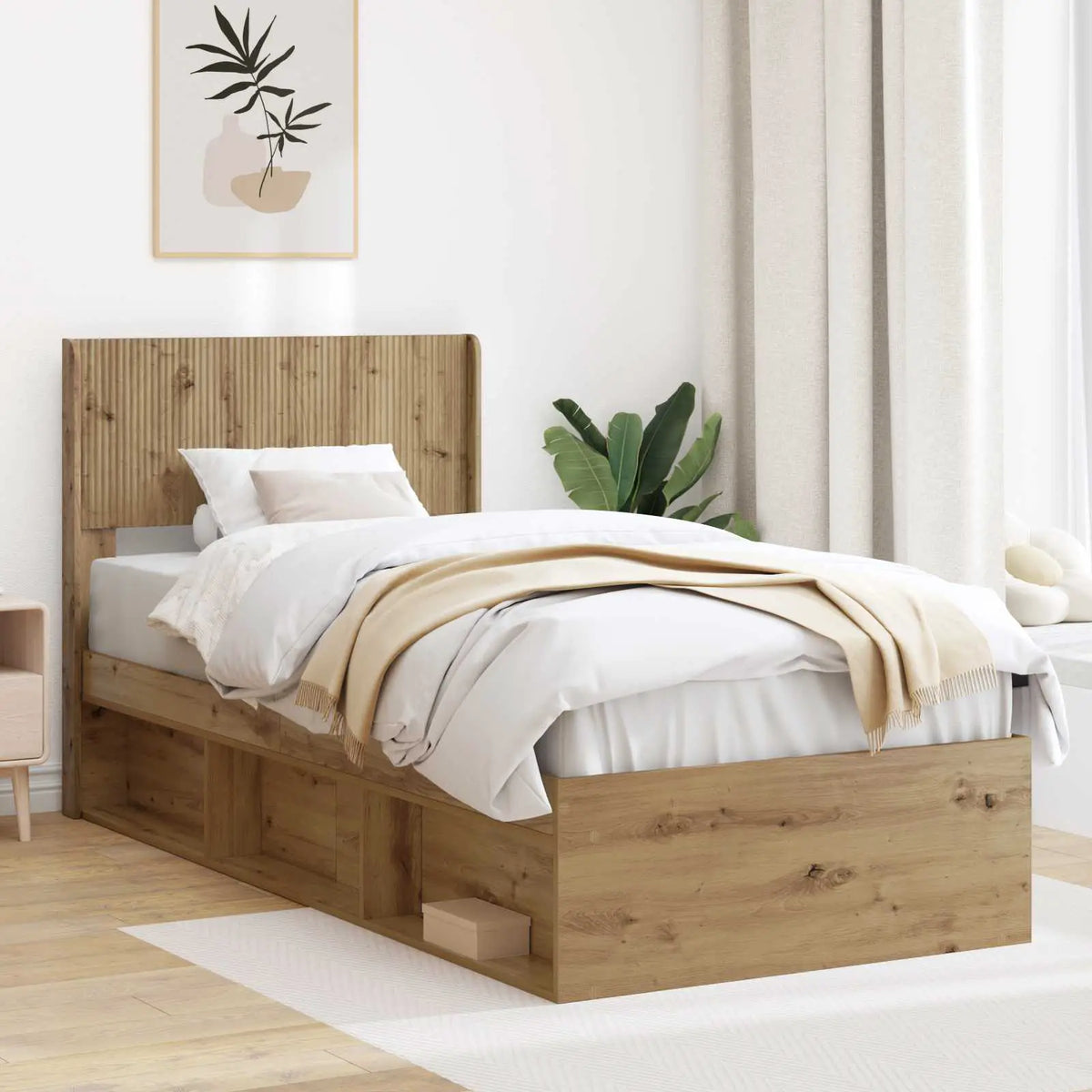vidaXL Bed Frame with Storage and Headboard White 200 x 200 cm - from vidaXL