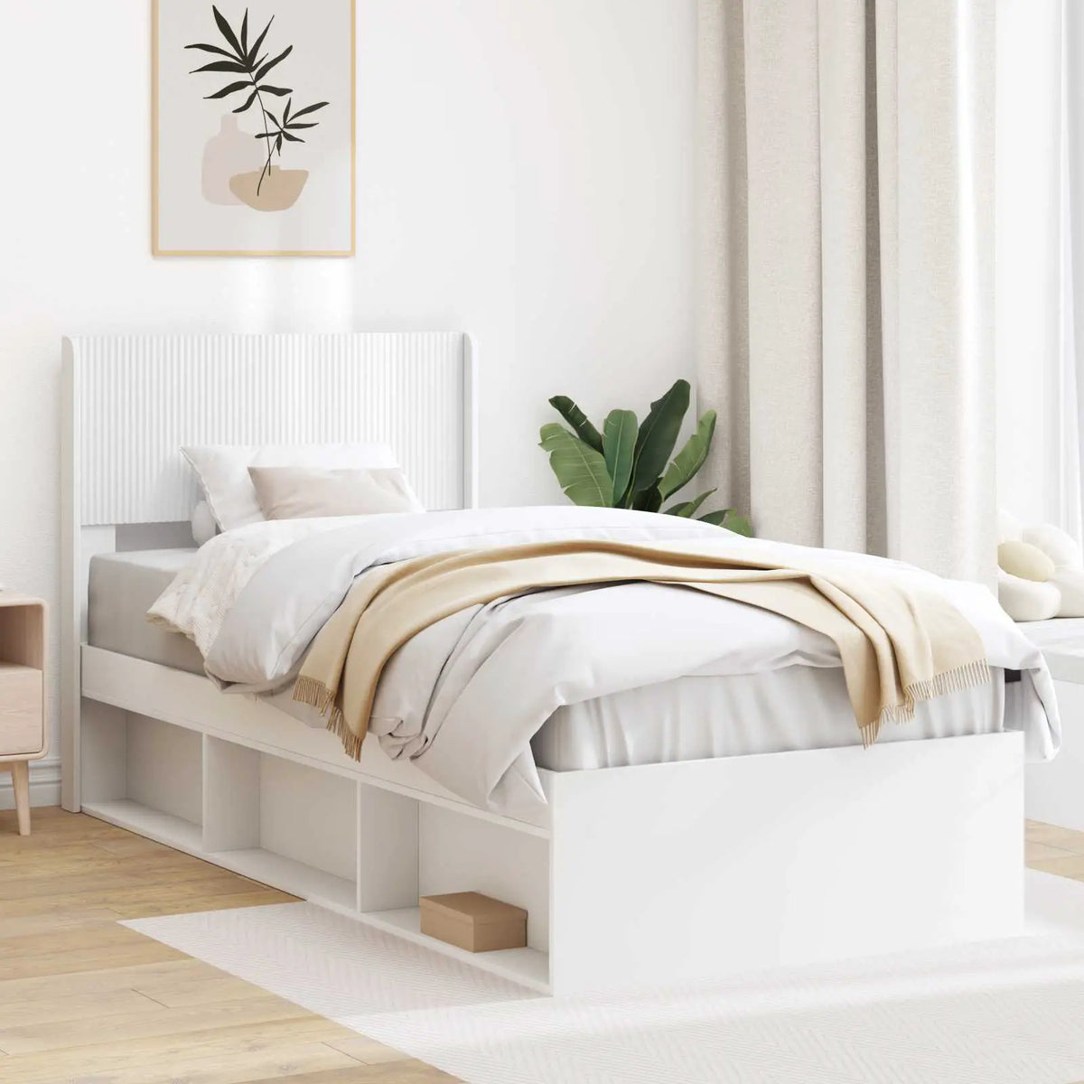 vidaXL Bed Frame with Storage and Headboard White 200 x 200 cm - from vidaXL