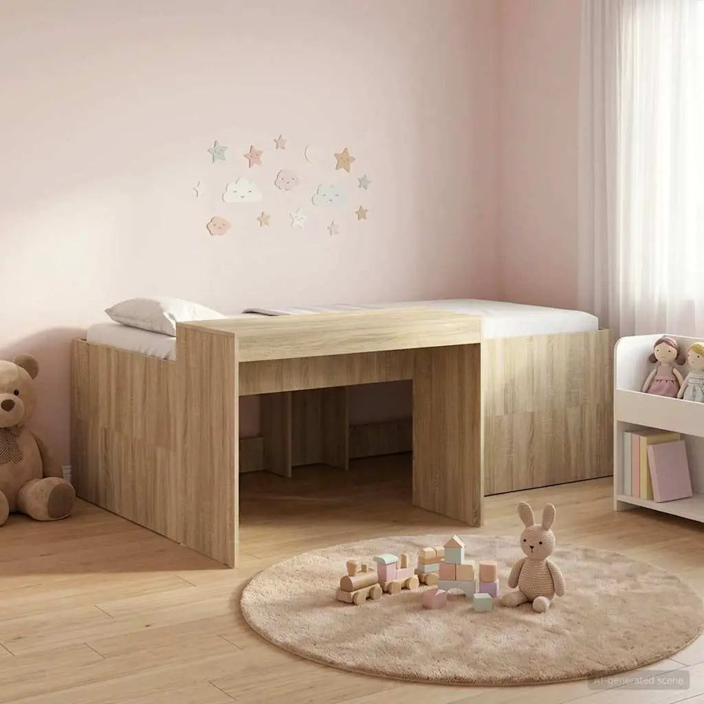 vidaXL Kids'High Bed Frame with Desk White 80 x 200 cm - from vidaXL