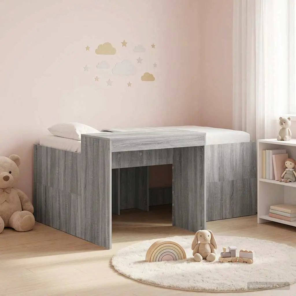 vidaXL Kids'High Bed Frame with Desk White 80 x 200 cm - from vidaXL