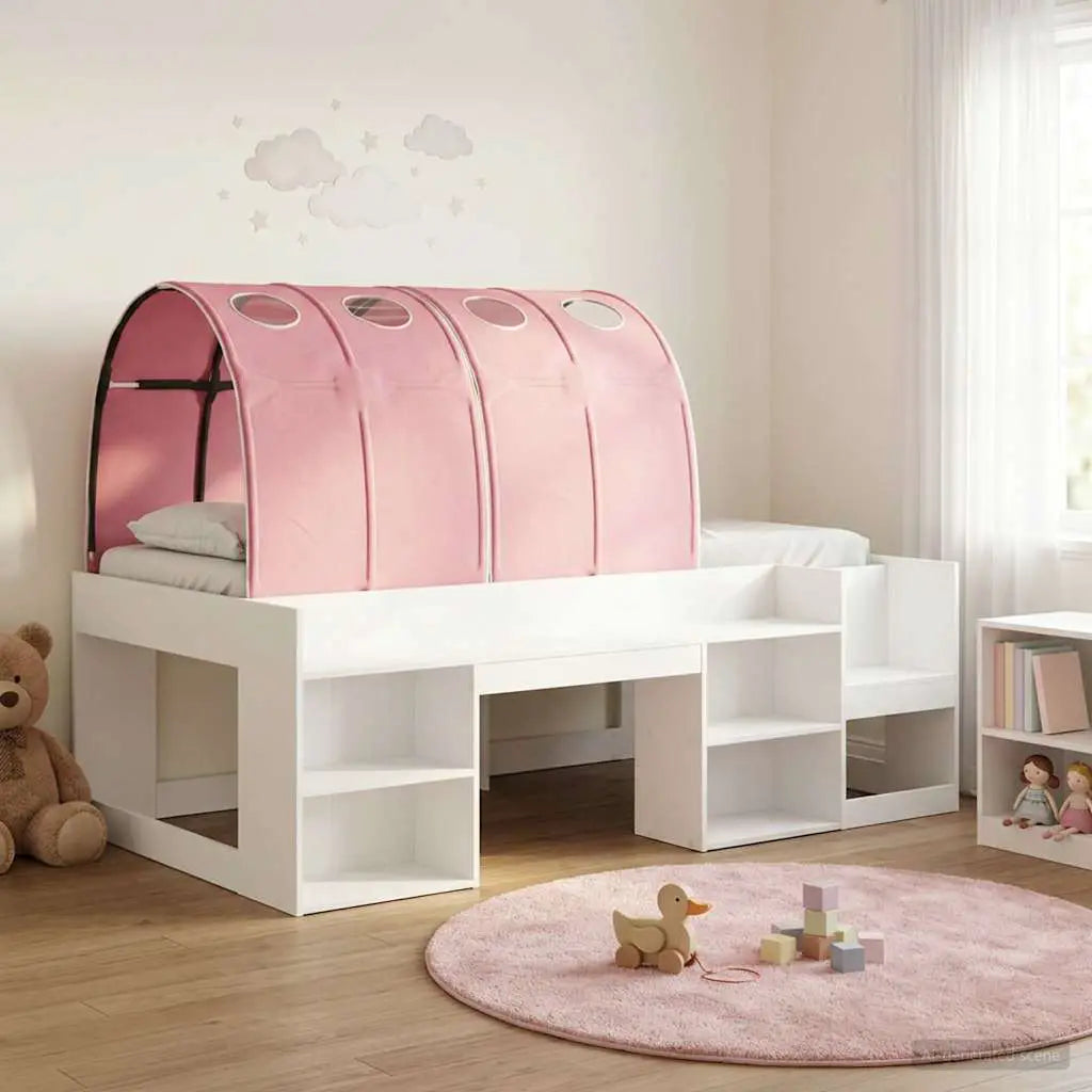 vidaXL Bed Frame with Tunnel with Shelf 3 pcs White and Light Blue - from vidaXL