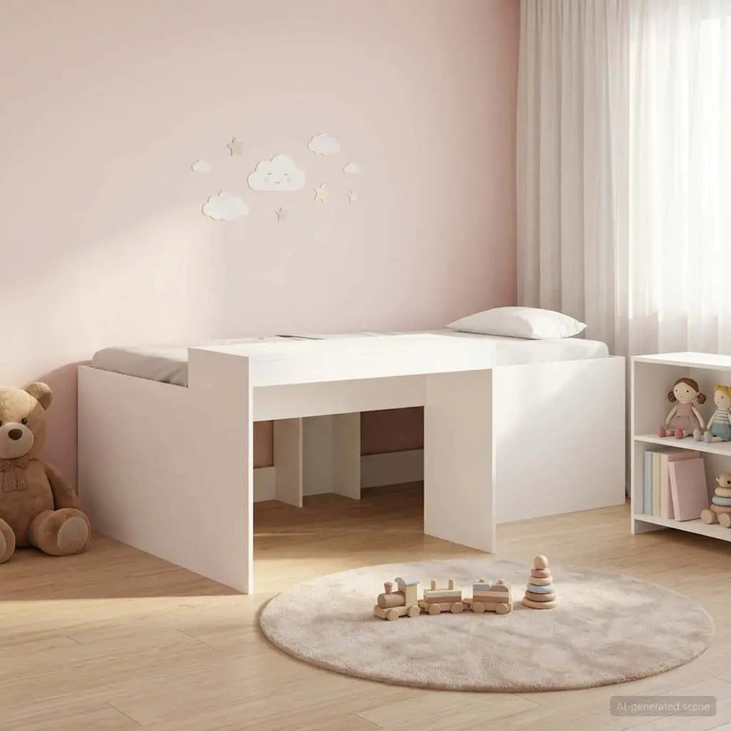 vidaXL Kids'High Bed Frame with Desk White 80 x 200 cm - from vidaXL