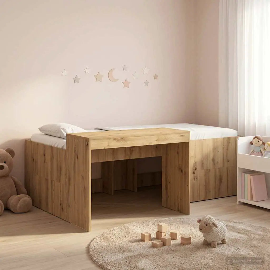 vidaXL Kids'High Bed Frame with Desk White 80 x 200 cm - from vidaXL