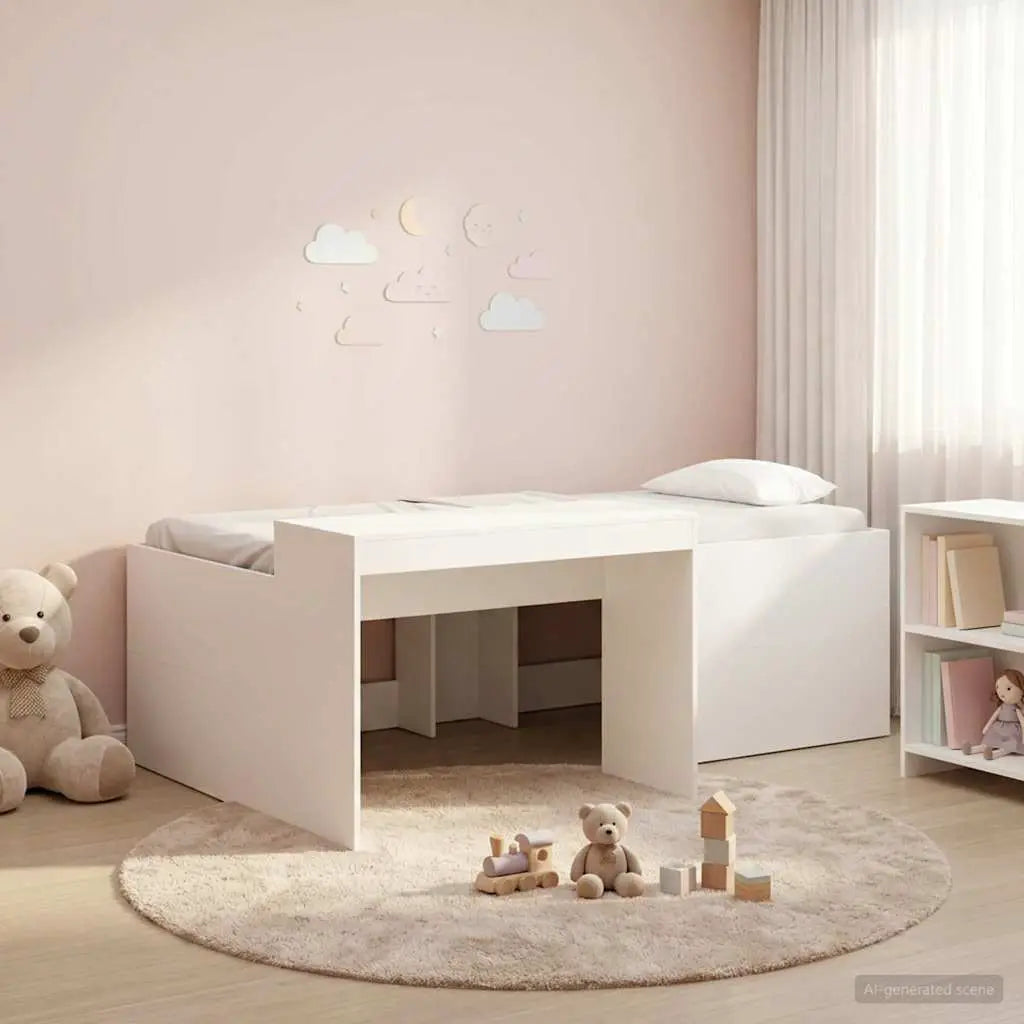 vidaXL Kids'High Bed Frame with Desk White 80 x 200 cm - from vidaXL