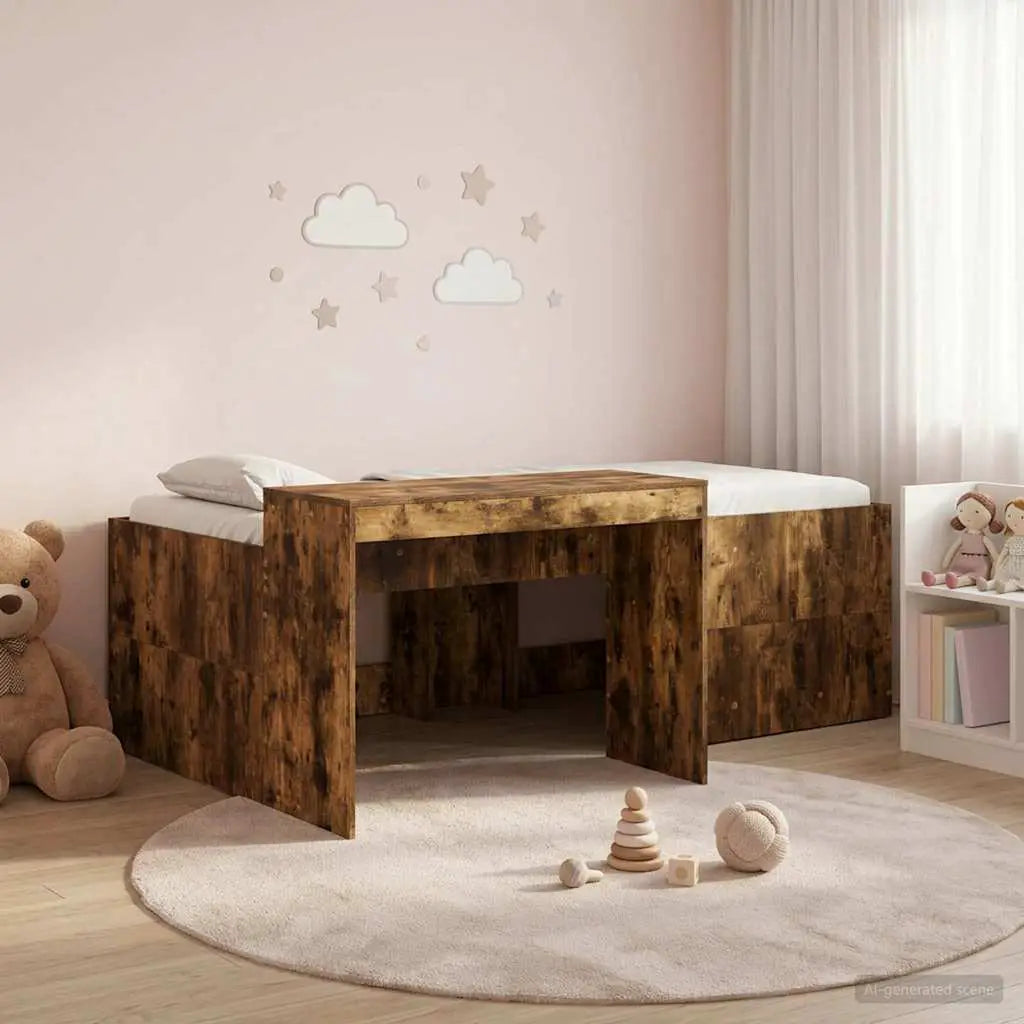 vidaXL Kids'High Bed Frame with Desk White 80 x 200 cm - from vidaXL