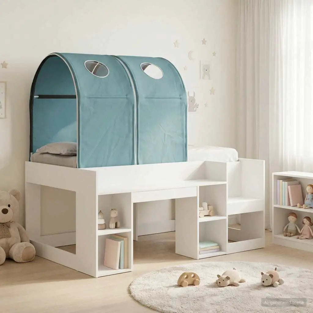 vidaXL Bed with Tunnel 4 pcs White and Light Blue Engineered Wood - from vidaXL