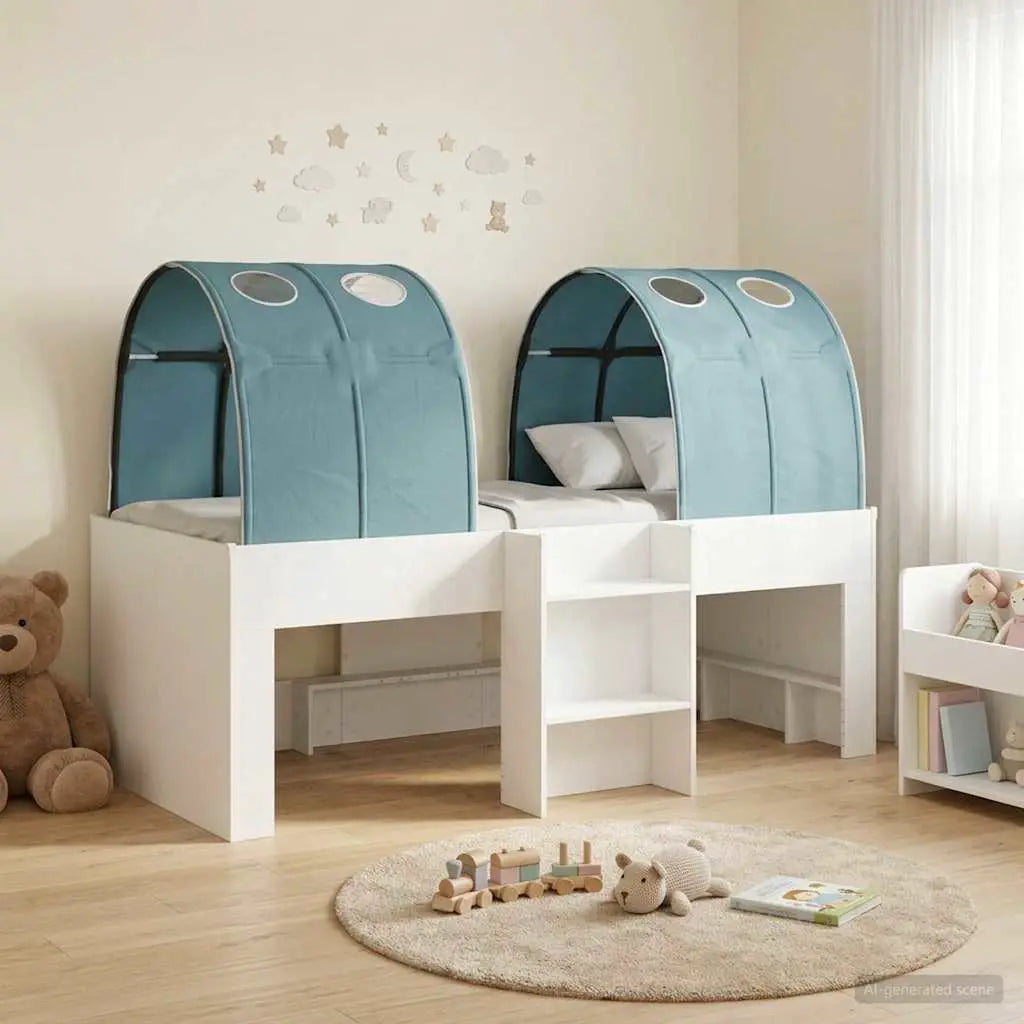 vidaXL Bed with Tunnel 4 pcs White and Light Blue Engineered Wood - from vidaXL