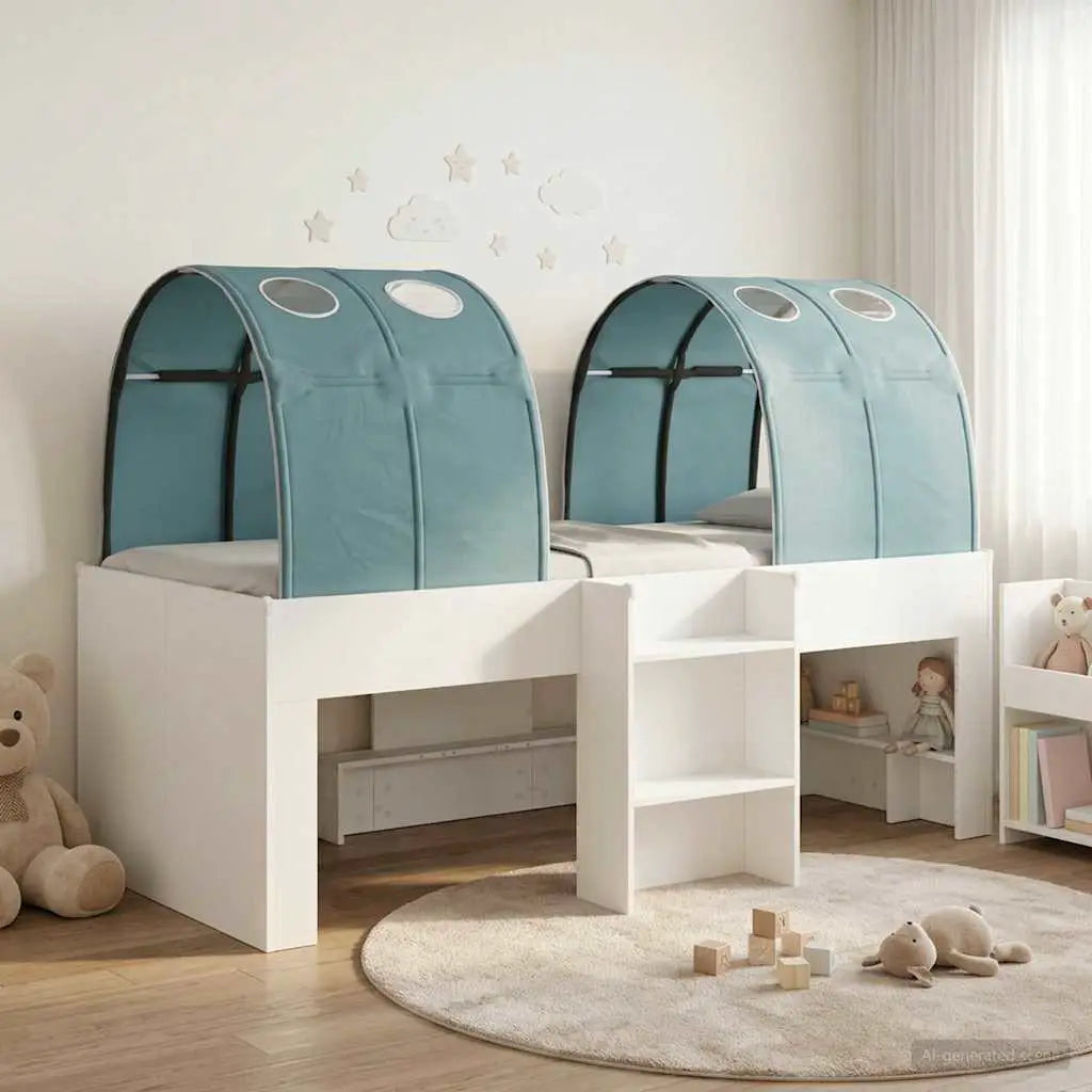 vidaXL Bed with Tunnel 4 pcs White and Light Blue Engineered Wood - from vidaXL