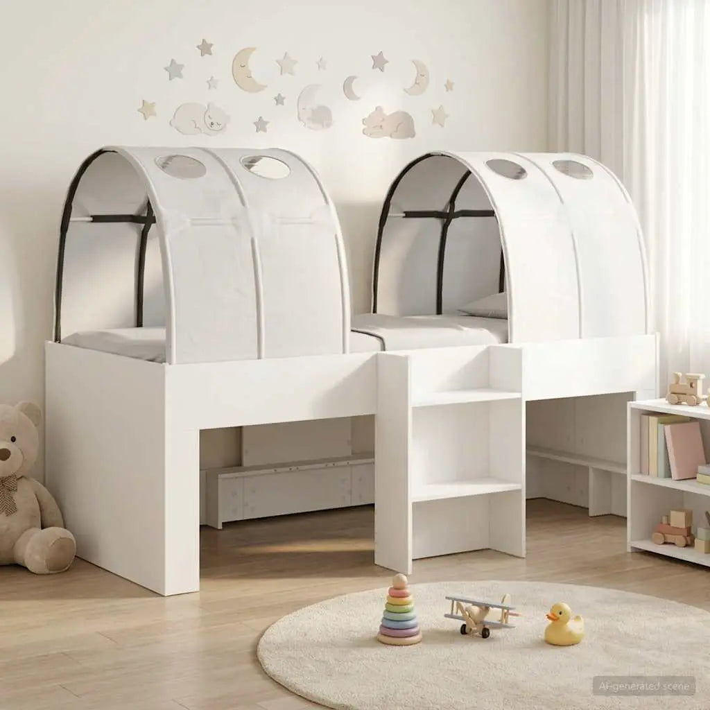 vidaXL Bed with Tunnel 4 pcs White and Light Blue Engineered Wood - from vidaXL