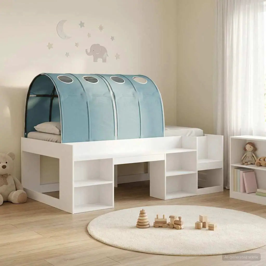 vidaXL Bed with Tunnel 4 pcs White and Light Blue Engineered Wood - from vidaXL