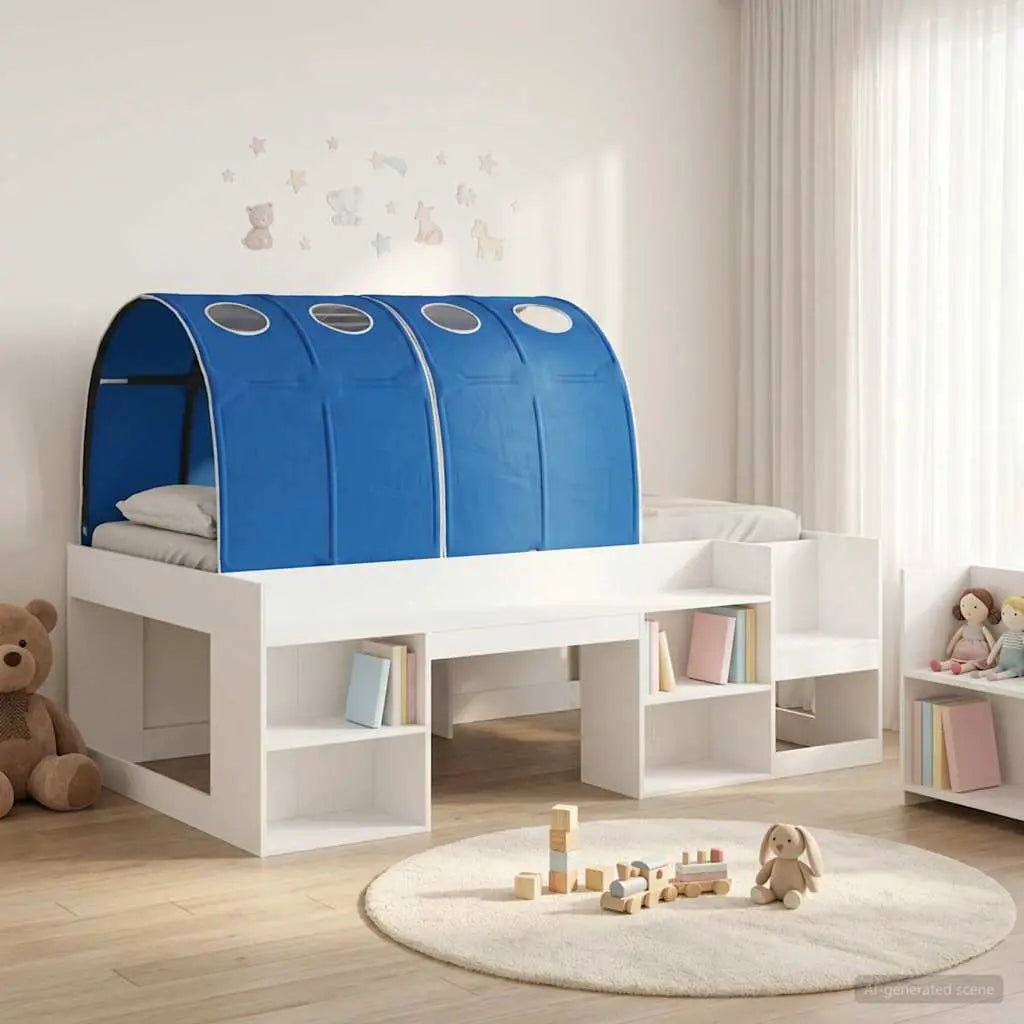 vidaXL Bed Frame with Tunnel with Shelf 3 pcs White and Light Blue - from vidaXL