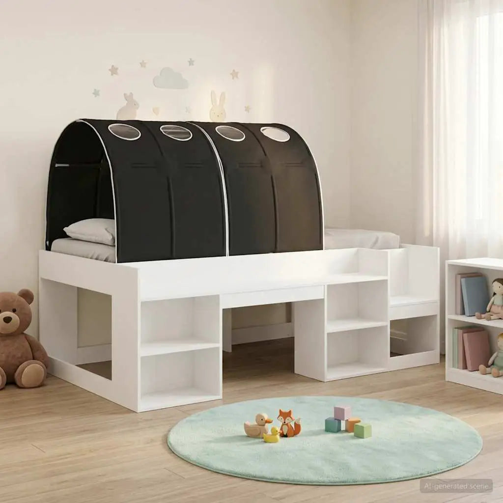 vidaXL Bed Frame with Tunnel with Shelf 3 pcs White and Light Blue - from vidaXL