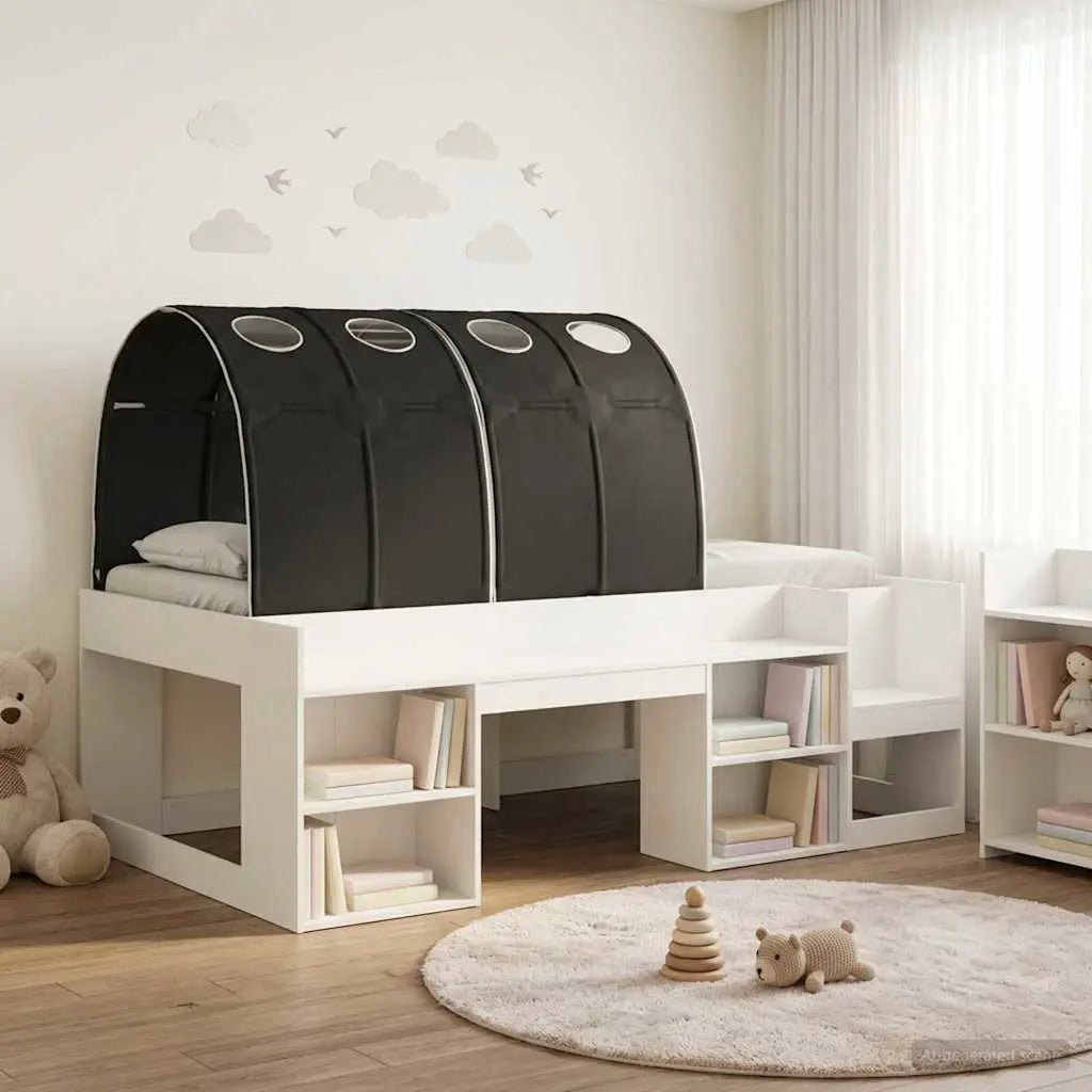 vidaXL Bed Frame with Tunnel with Shelf 3 pcs White and Light Blue - from vidaXL