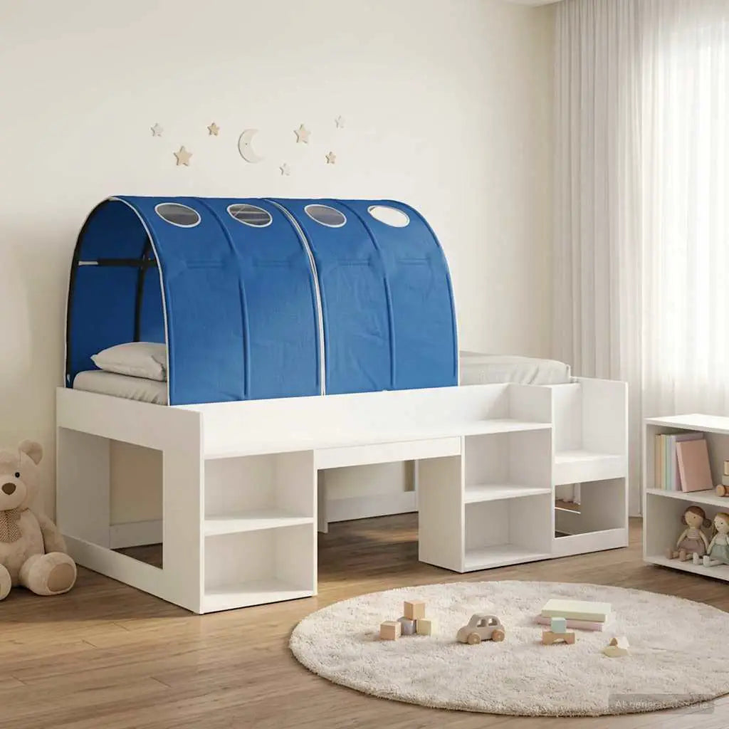 vidaXL Bed Frame with Tunnel with Shelf 3 pcs White and Light Blue - from vidaXL