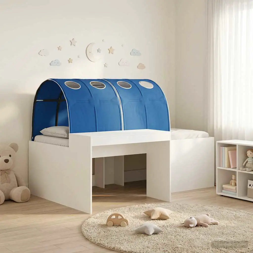 vidaXL Bed Frame with Tunnel with Shelf 3 pcs White and Light Blue - from vidaXL