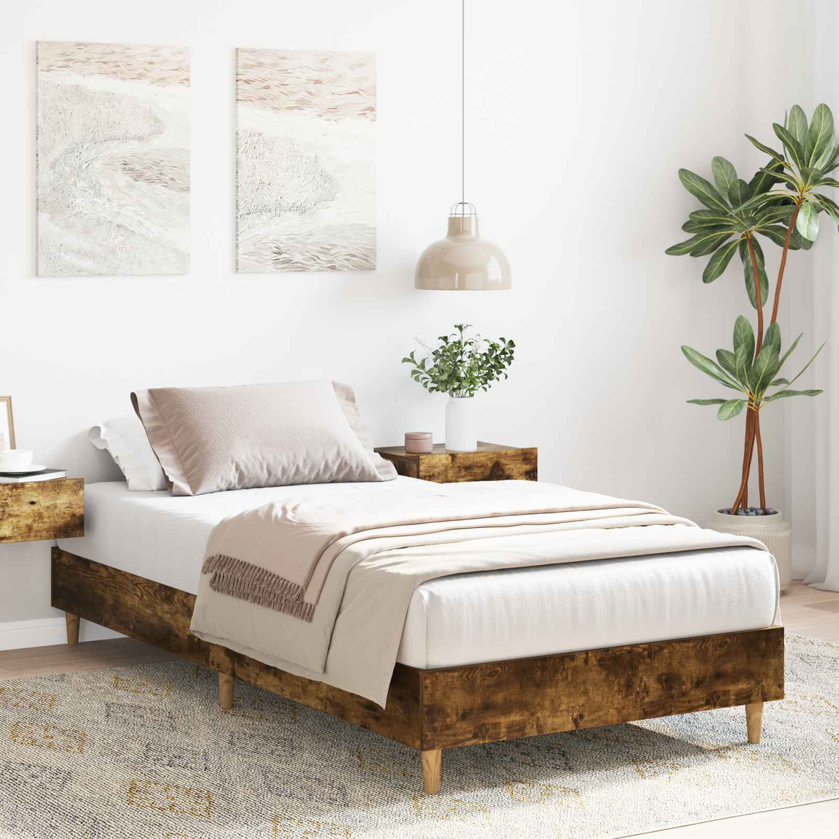 vidaXL Bed Frame White 80 x 200 cm Engineered Wood - from vidaXL