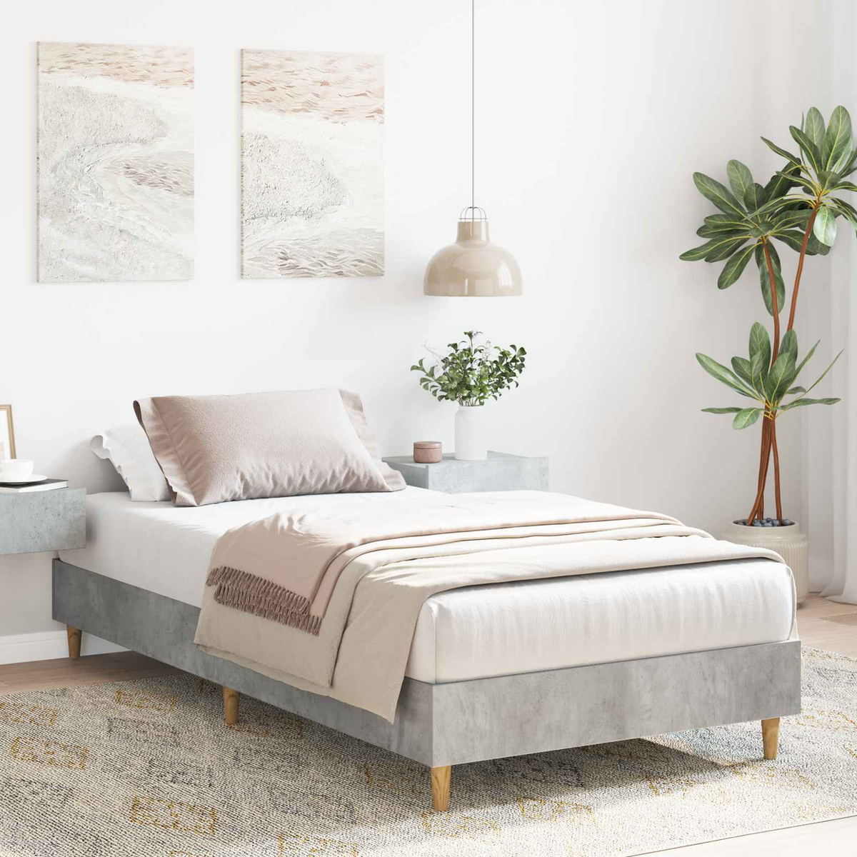 vidaXL Bed Frame White 80 x 200 cm Engineered Wood - from vidaXL
