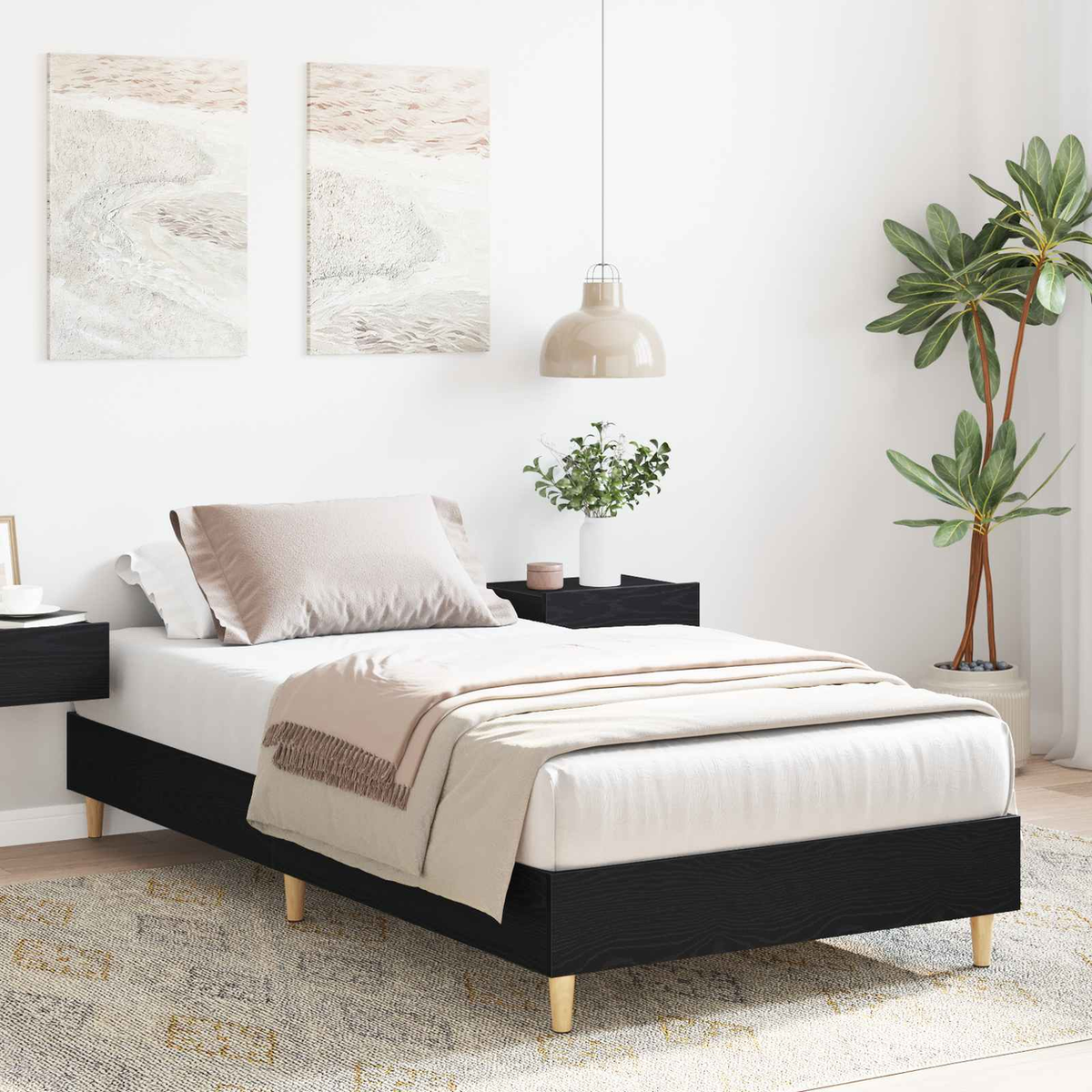 vidaXL Bed Frame White 80 x 200 cm Engineered Wood - from vidaXL