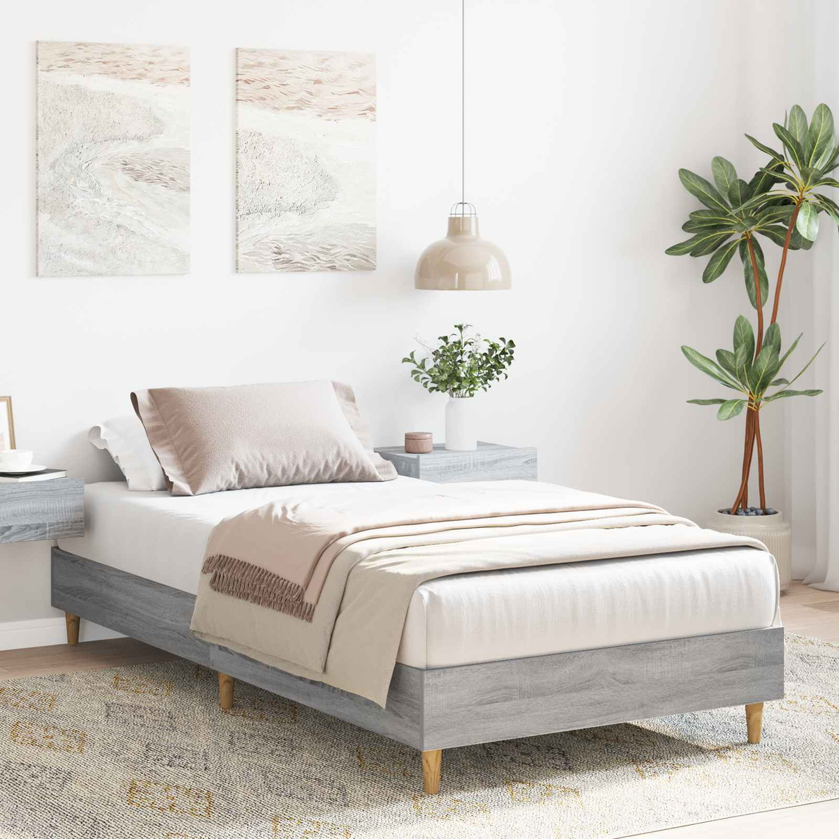 vidaXL Bed Frame White 80 x 200 cm Engineered Wood - from vidaXL