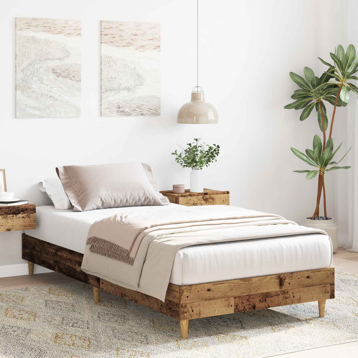 vidaXL Bed Frame White 80 x 200 cm Engineered Wood - from vidaXL