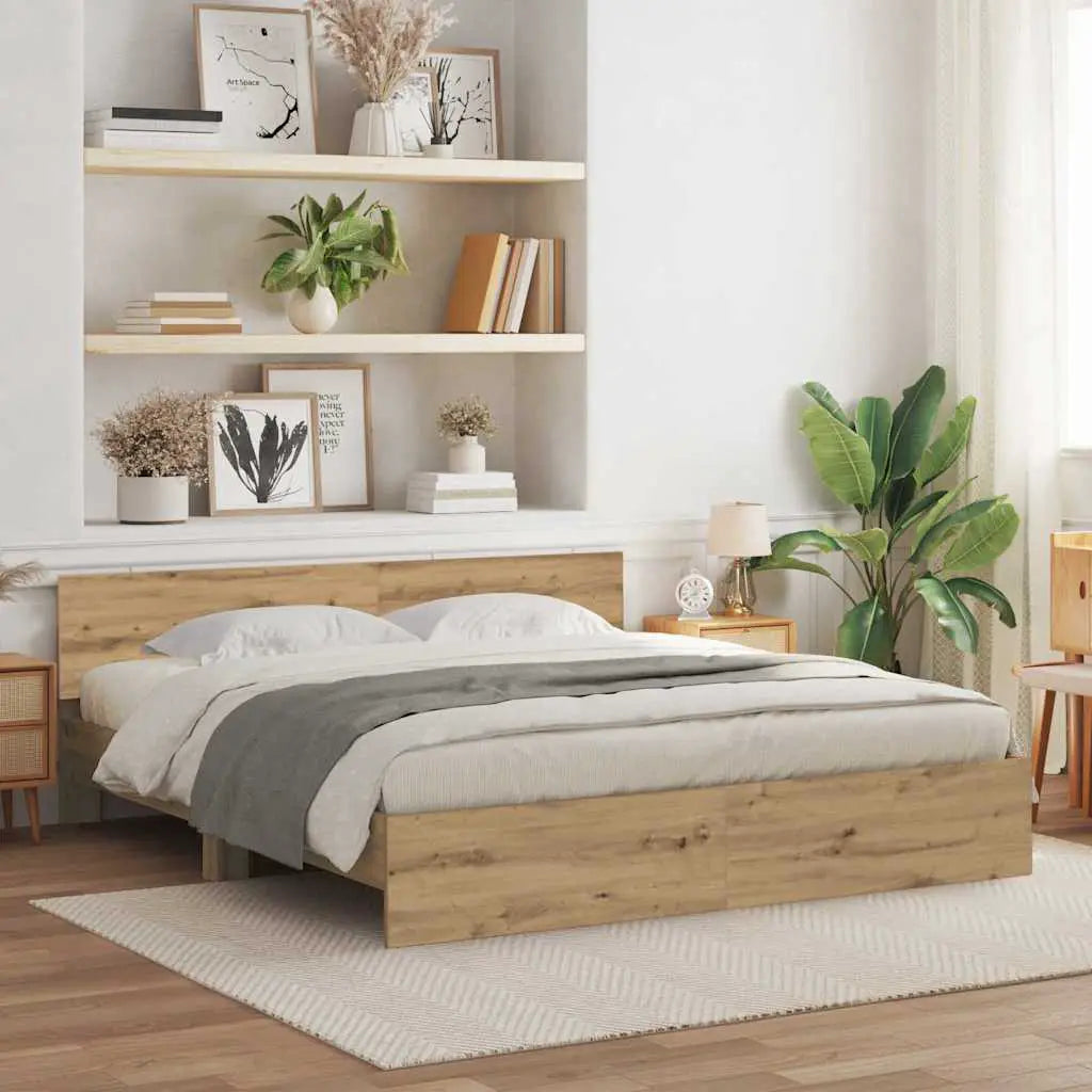 vidaXL Bed Frame with Headboard Old Wood 90 x 200 cm Engineered Wood - from vidaXL