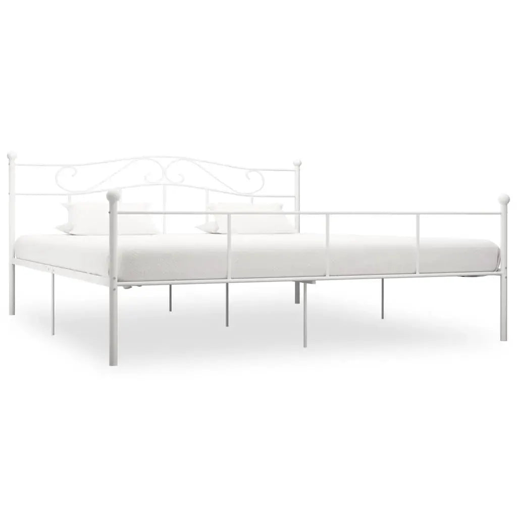 vidaXL Bed Frame | White | Metal | Single | Durable | Bed Frame | Rectangular - from vidaXL