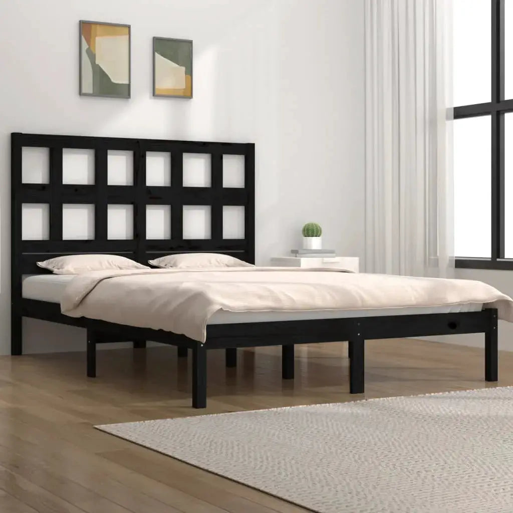 vidaXL Bed Frame | Black | Solid pine wood | Durable | Bed Frame | Rectangular - from vidaXL