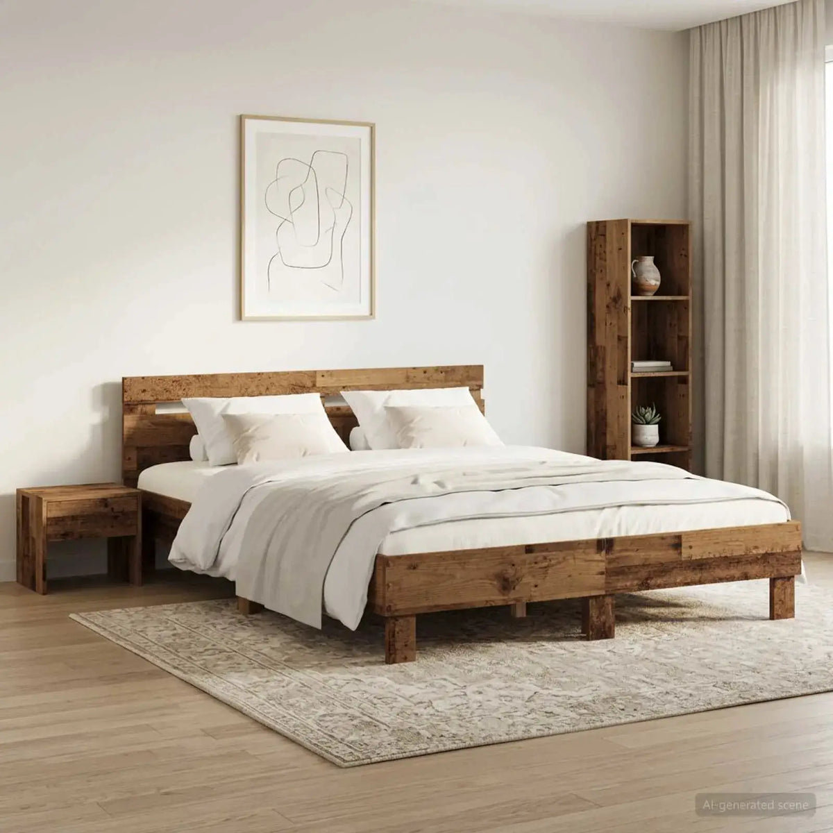 vidaXL Bed Frame Old Wood 203 x 95 x 70 cm Engineered Wood - from vidaXL