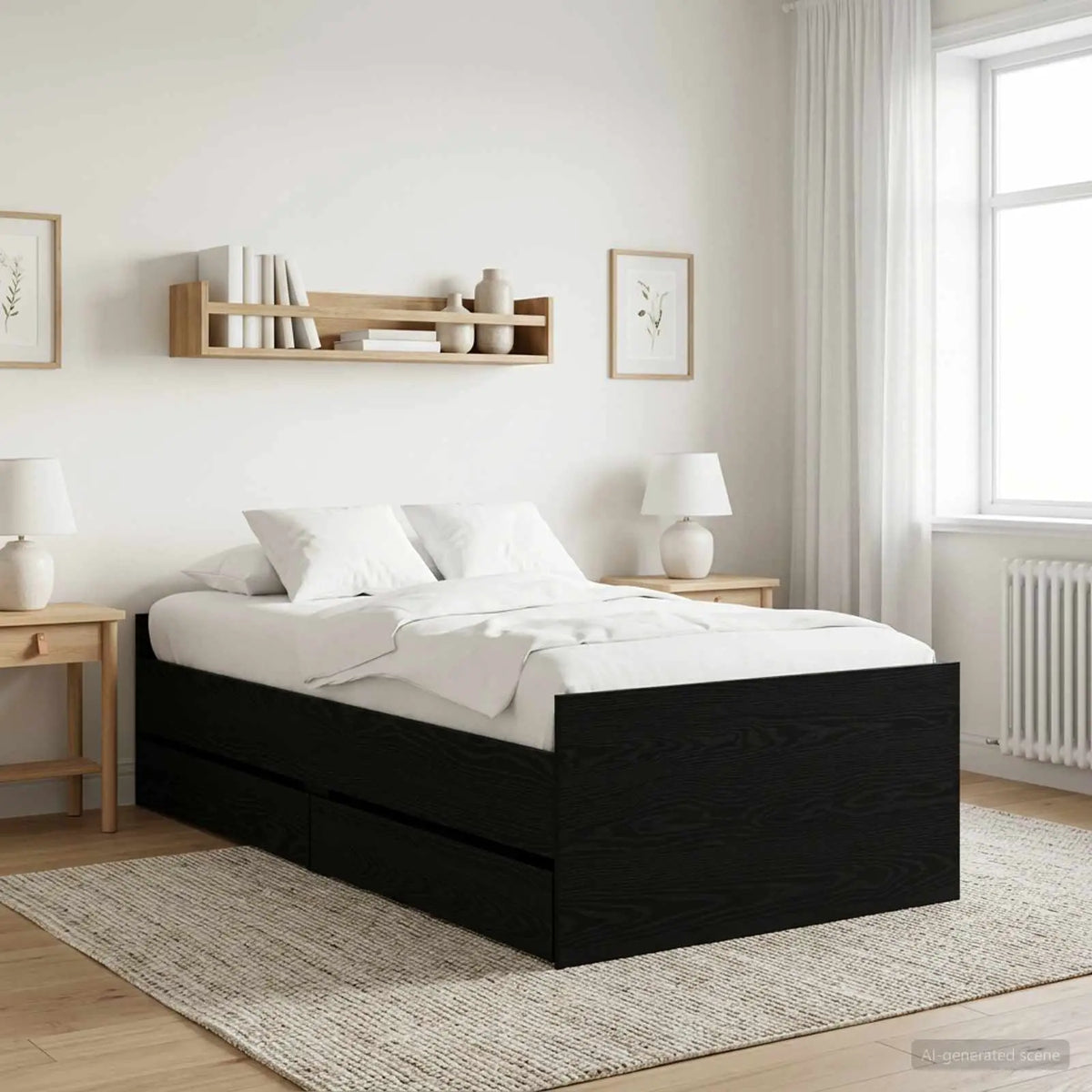 vidaXL Bed Frame with Drawer Old Wood 100 x 200 cm Solid Pine Wood - from vidaXL