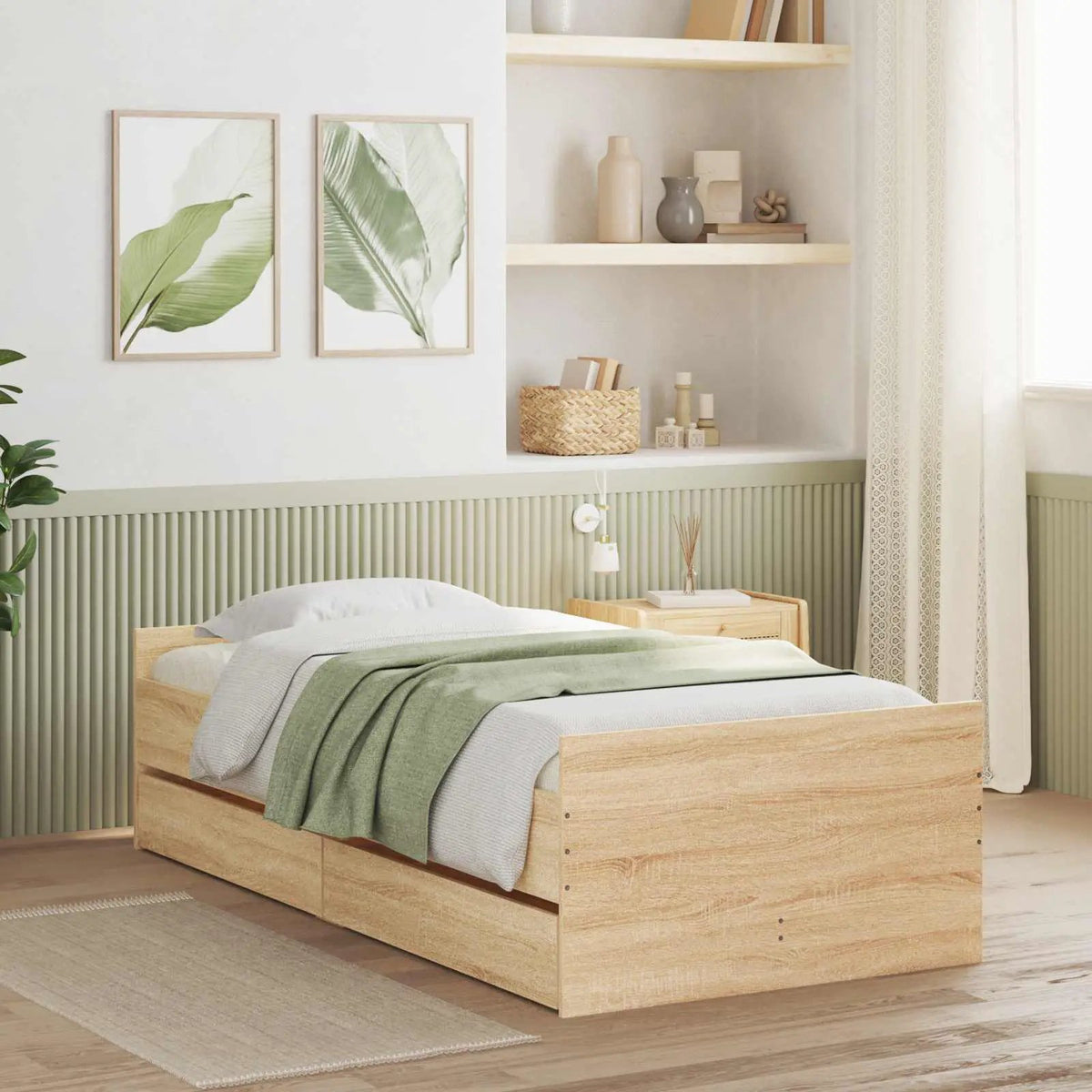 vidaXL Bed Frame | White | Engineered wood | Single | Bed Frame | Rectangular - from vidaXL