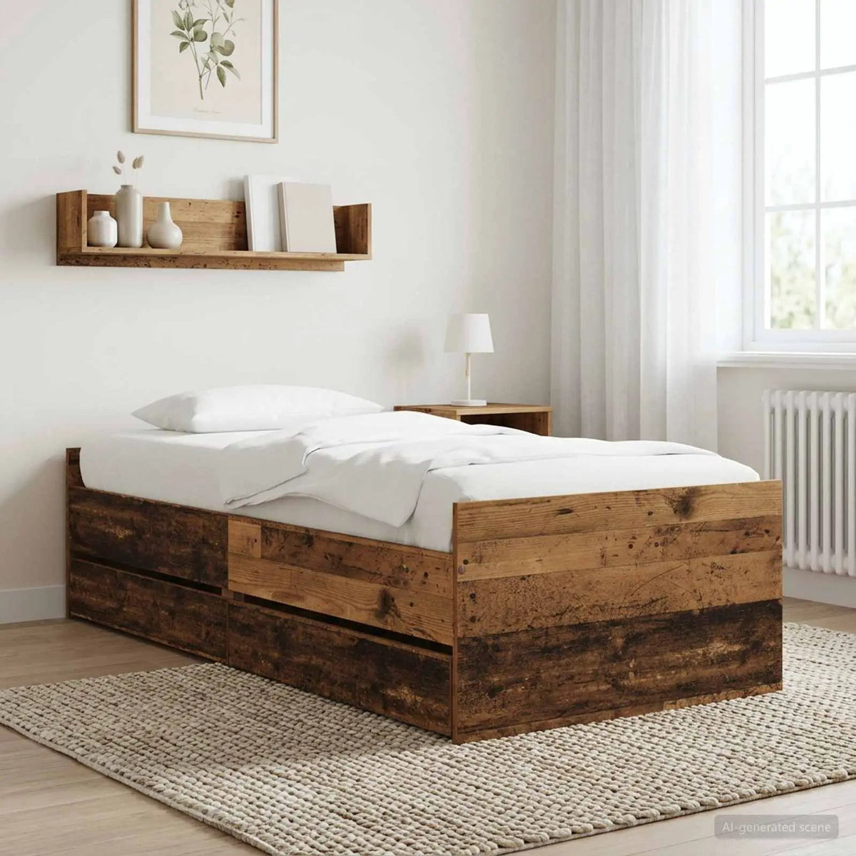 vidaXL Bed Frame | White | Engineered wood | Single | Bed Frame | Rectangular - from vidaXL