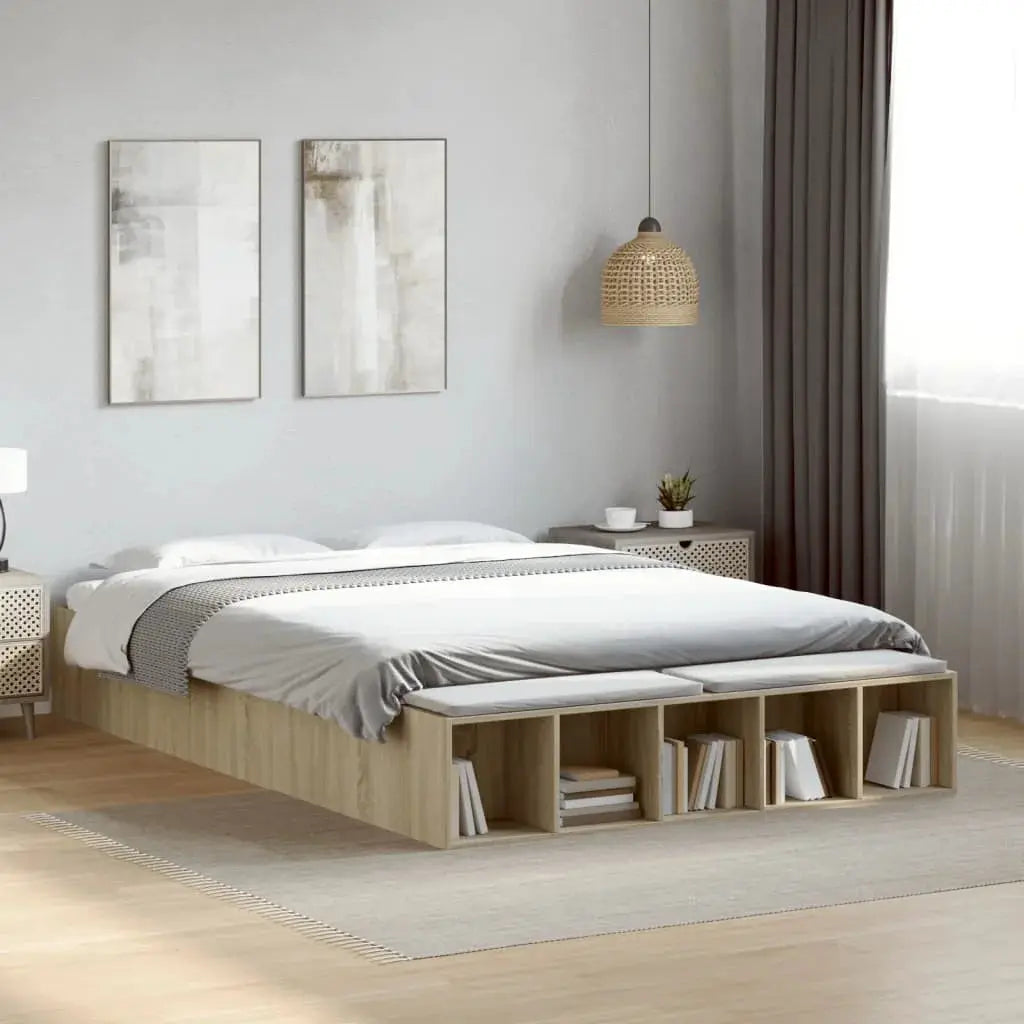 vidaXL Bed Frame without Mattress Grey Sonoma 90x190 cm Single - from vidaXL