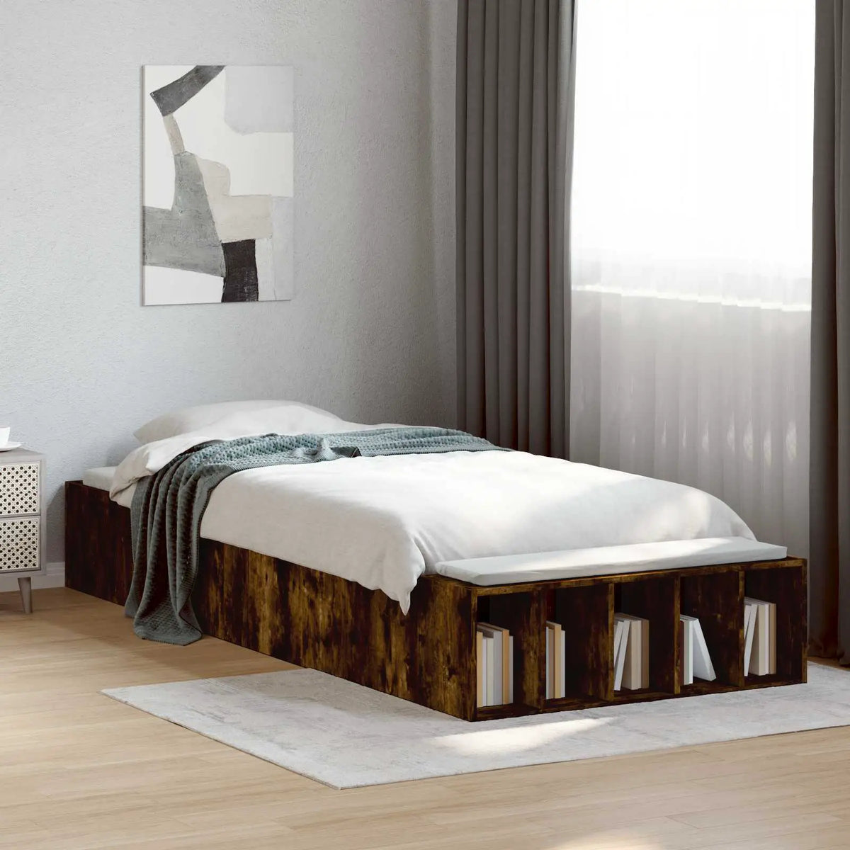 vidaXL Bed Frame without Mattress Grey Sonoma 90x190 cm Single - from vidaXL