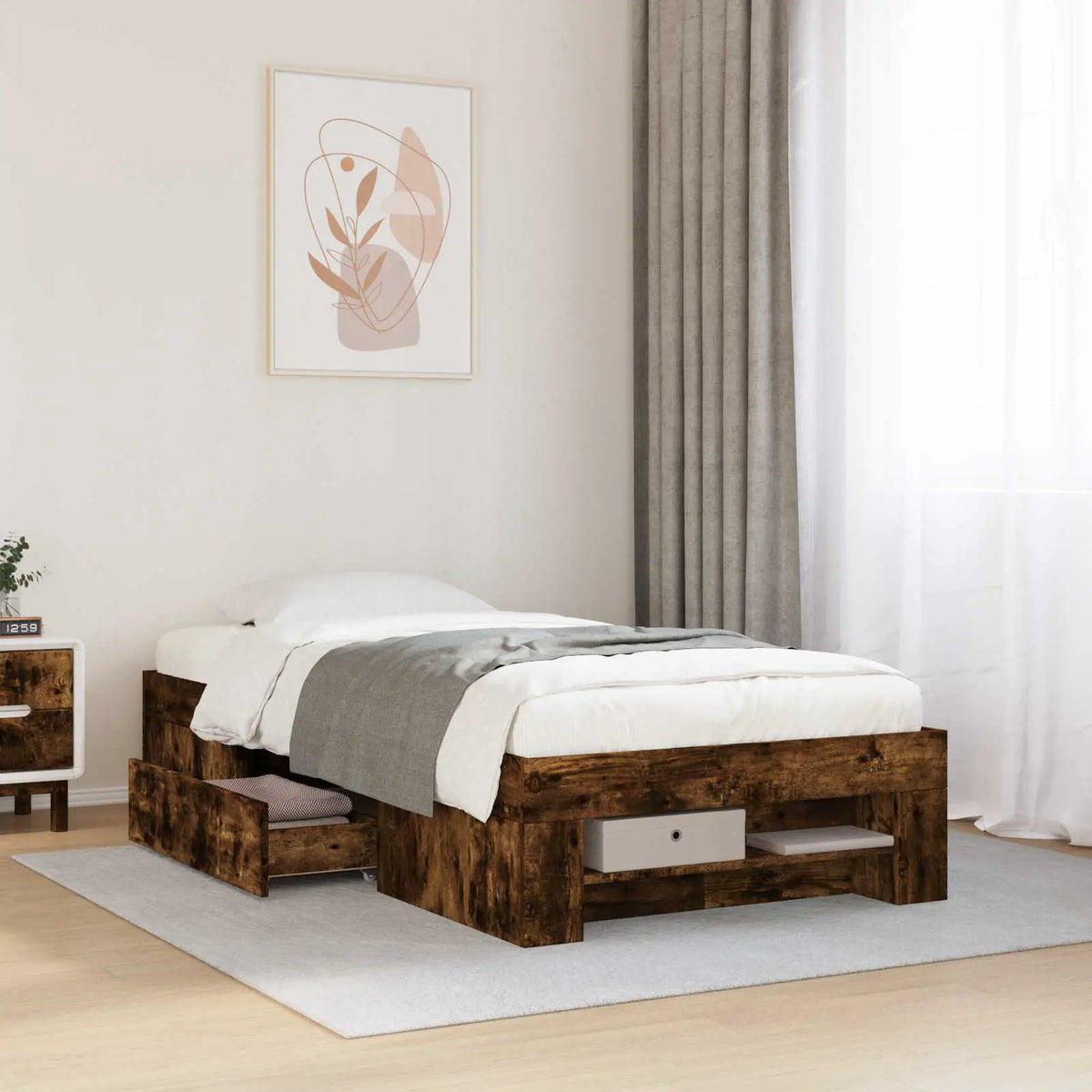 vidaXL Bed Frame without Mattress White 200x200 cm Engineered Wood - from vidaXL